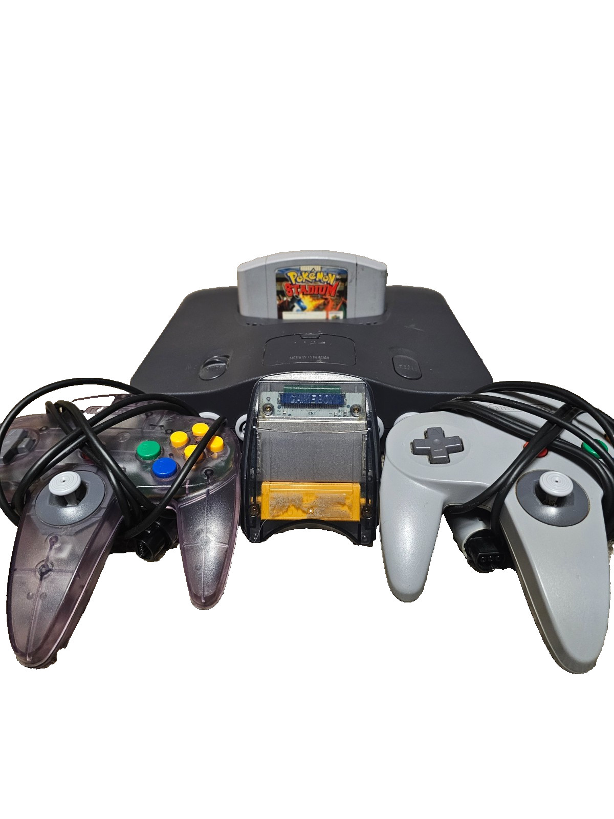 Nintendo 64 System 32MB Home Console – Charcoal Gray with pokemon stadium game