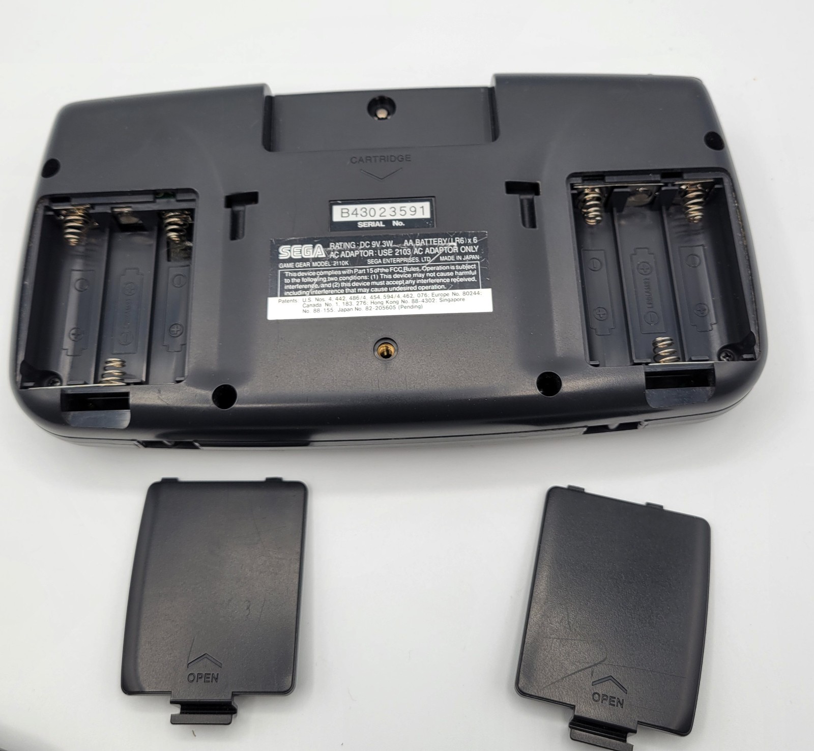 Sega Game Gear Console with Powerback Adapter and Sonic Game Tested Working