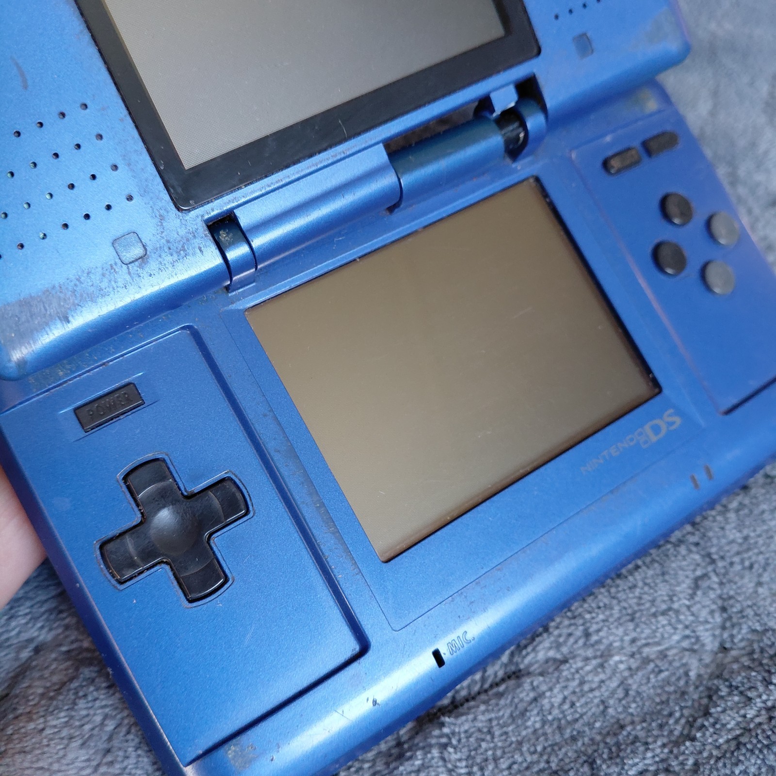 Original Nintendo DS Console Electric Blue Fat NTR-001 – Parts or Repair –