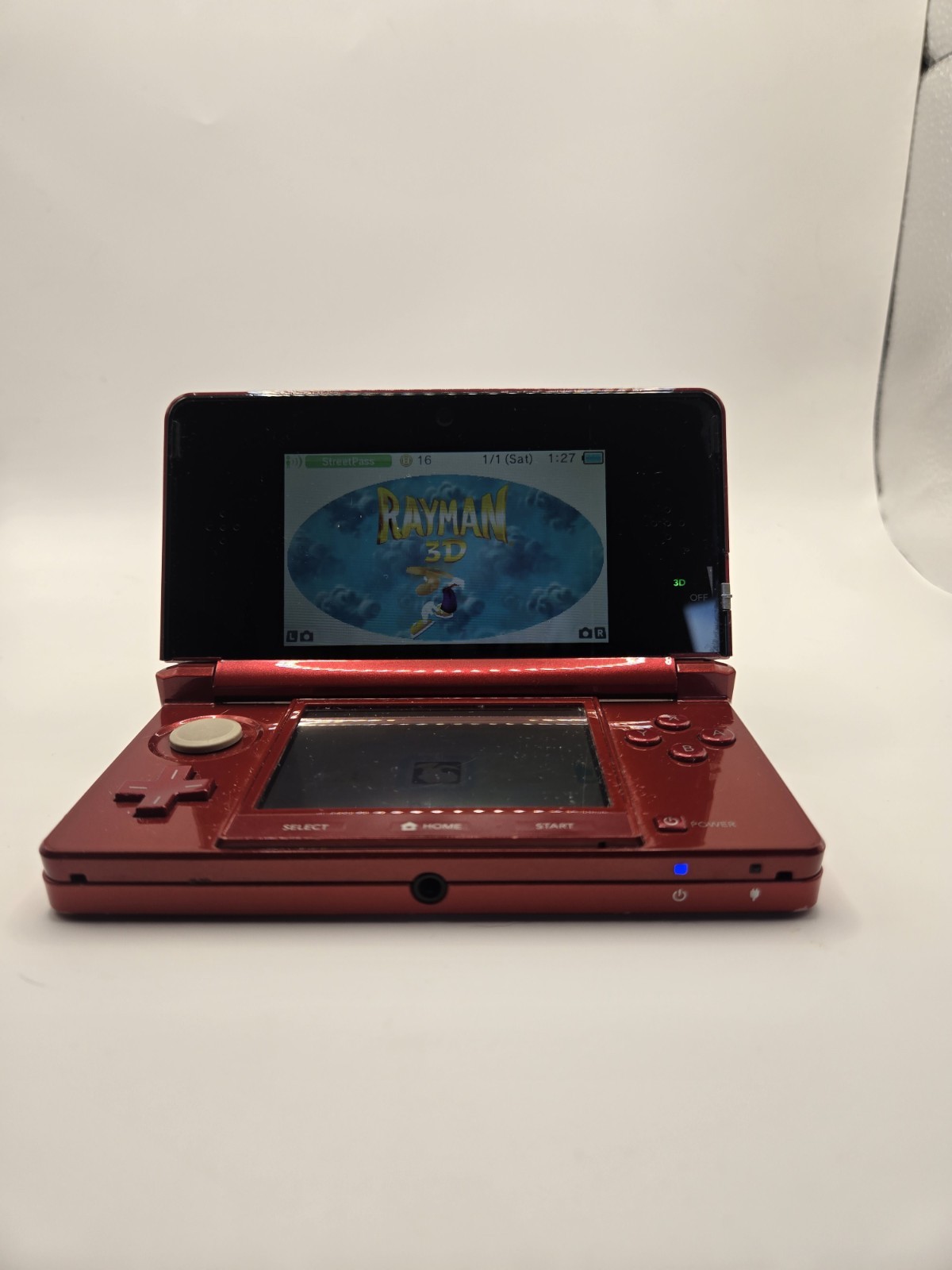 Nintendo 3DS Metallic Red Console System with 7 GamesNo Charger No Stylus