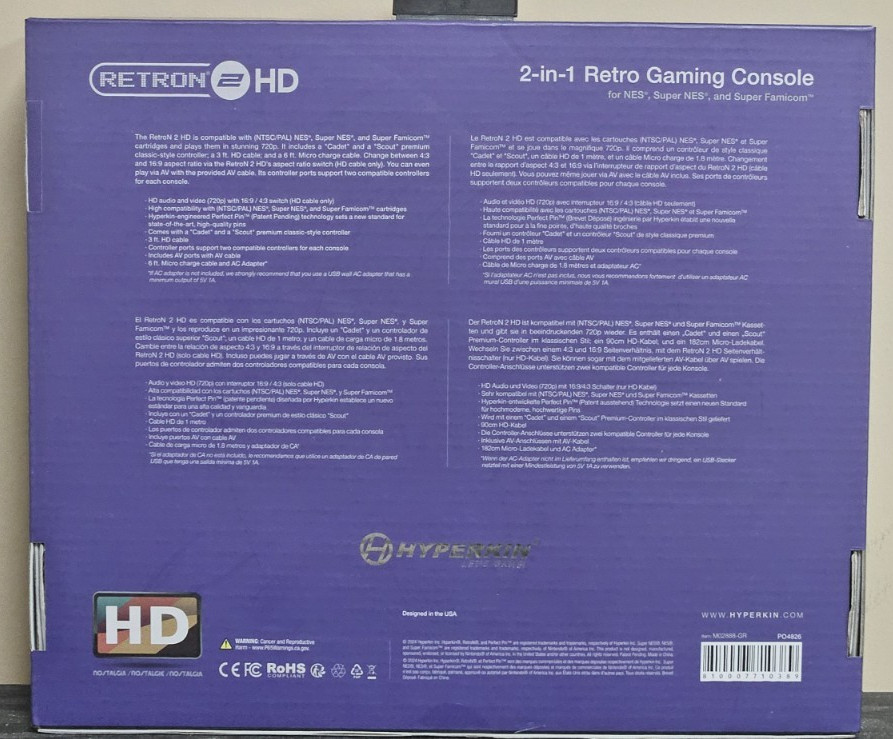 Hyperkin RetroN 2 HD Gaming Console For NES/ Super NES/ Super Famicom – Gray