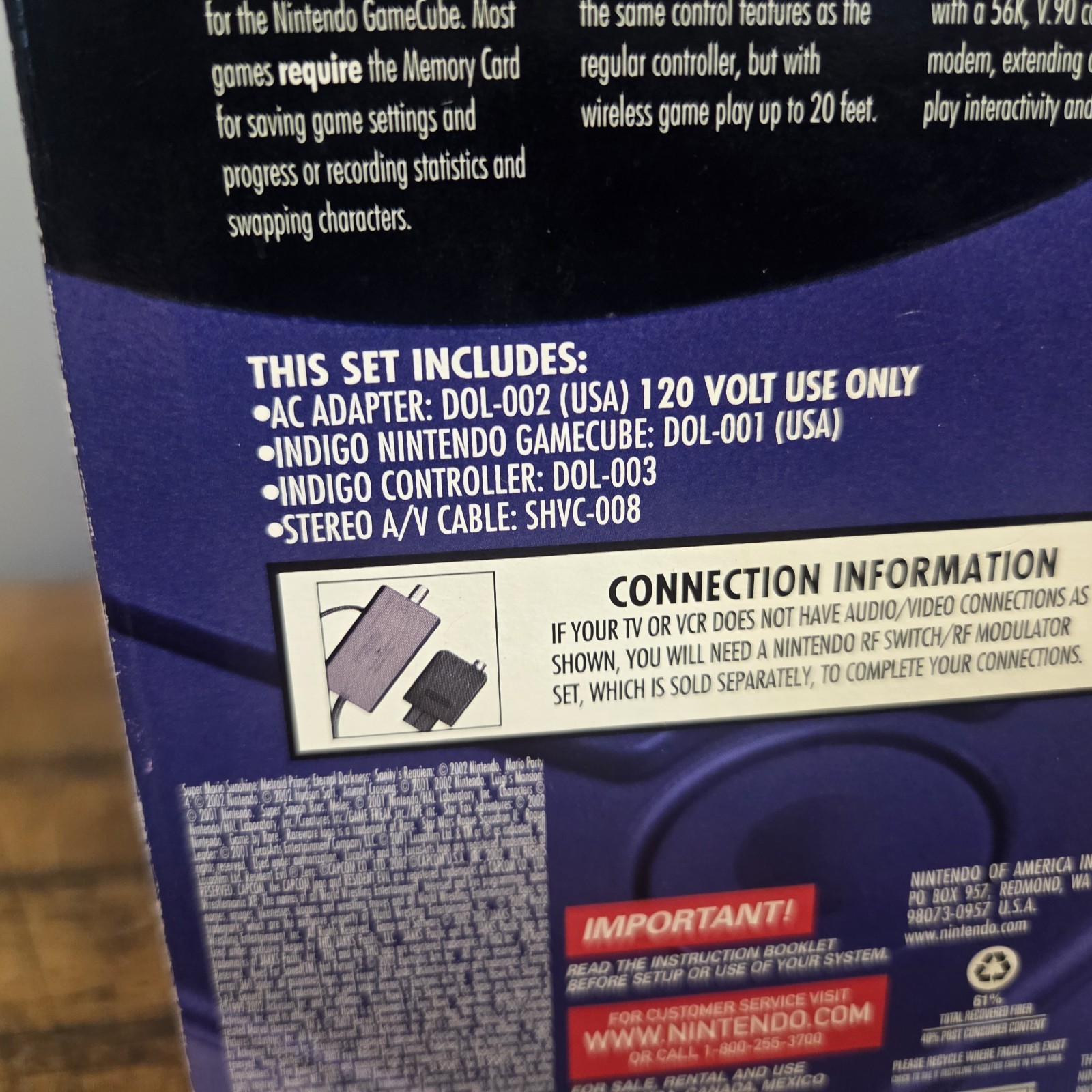 Nintendo GameCube Indigo Game Console DOL-001 NTSC Open Box New