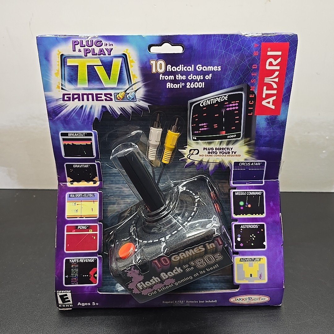 JAKKS Pacific Flashback TV Games Plug & Play Portable Microconsole Black 10-in-1