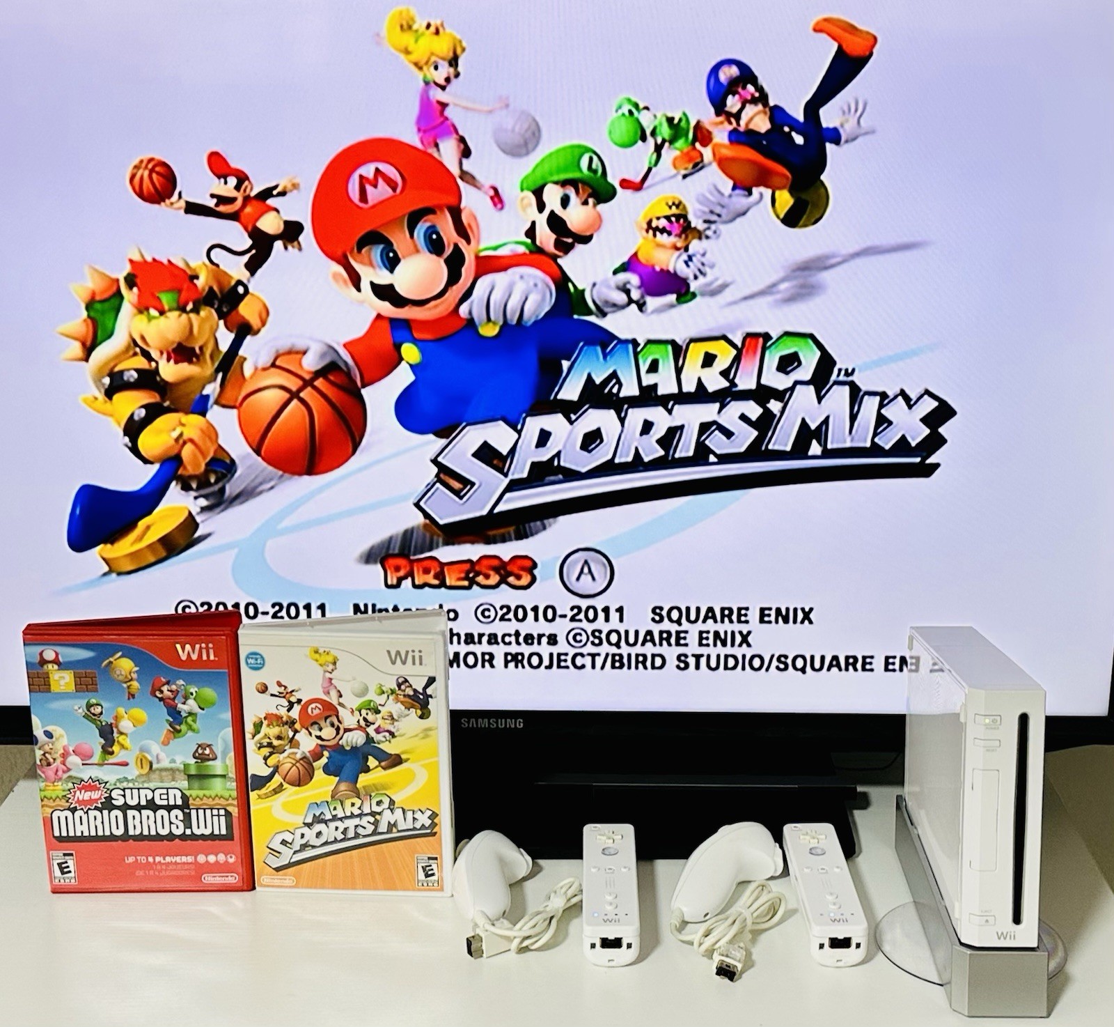 Nintendo Wii, Bundle RVL-001(USA) W/2 Games, Remotes & Cables: Tested!