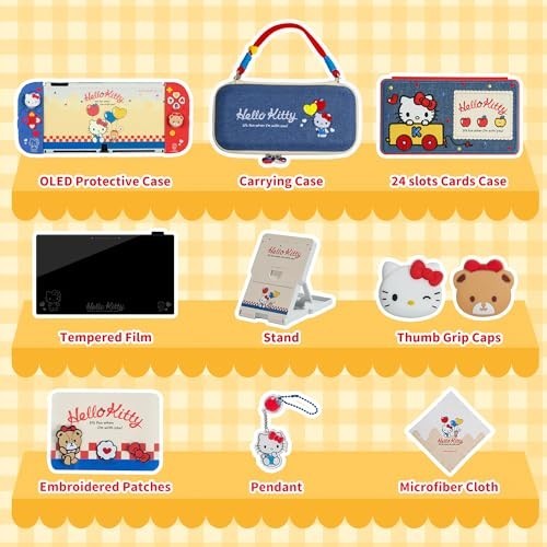 Switch Accessories Bundle for OLED – 11 in 1 Carrying Case, Game Card Holder, Sc