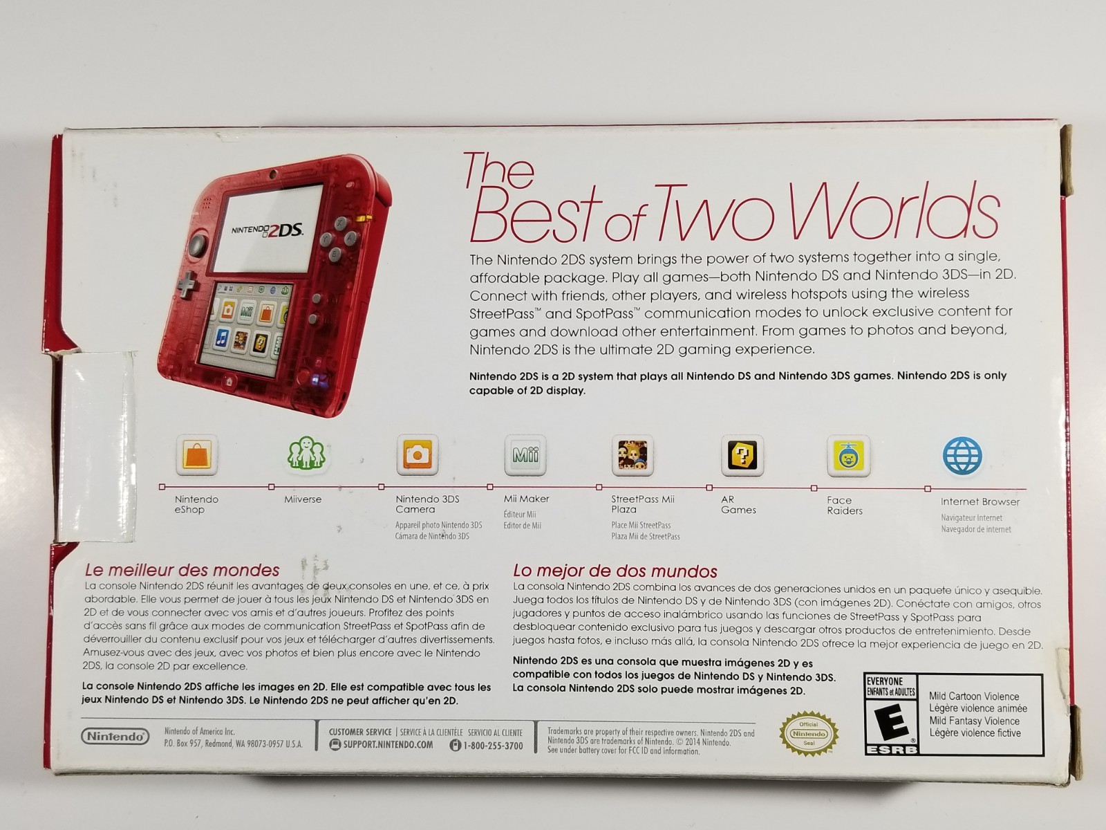 ¤ Empty Original Box Nintendo 2DS Crystal Red Handheld Console ¤ Manual Cards