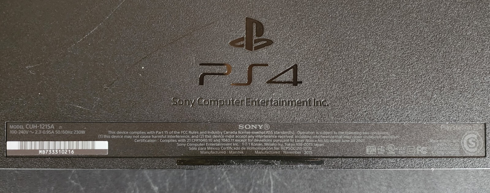 Sony Computer Entertainment INC PS4 PRO- Model CUH-1215A 230W 50/60Hz 2.3.0.95A