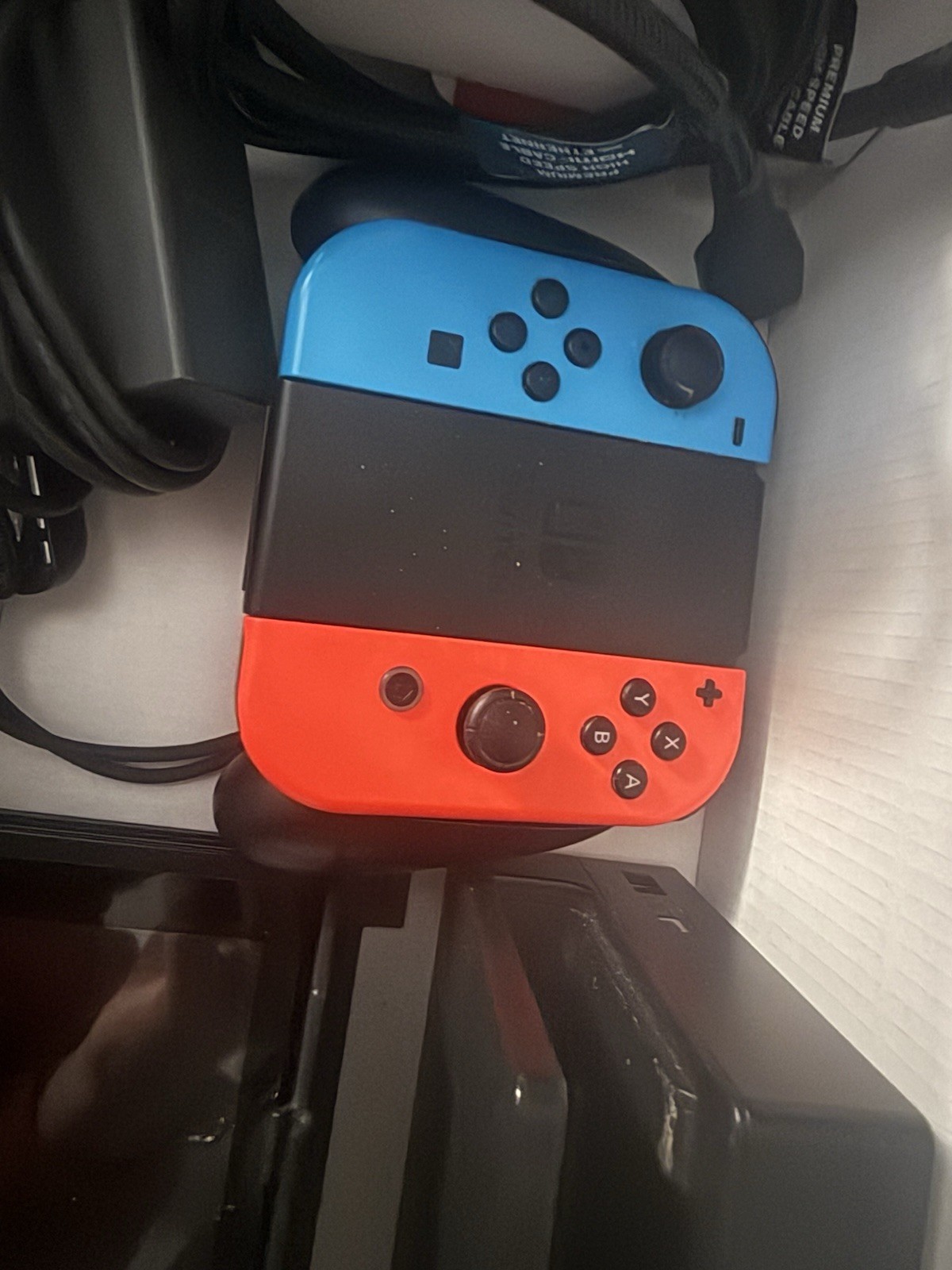 Nintendo Switch Console Neon Red/Blue Joy-Con, Dock, Cables, Wi-Fi, Original Box