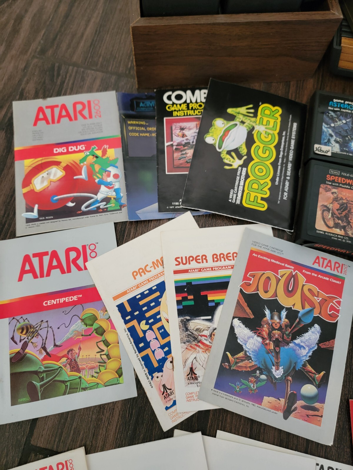 Atari 2600 SIXER Wood Console 6 switch 3 Joysticks 43 game bundle lot