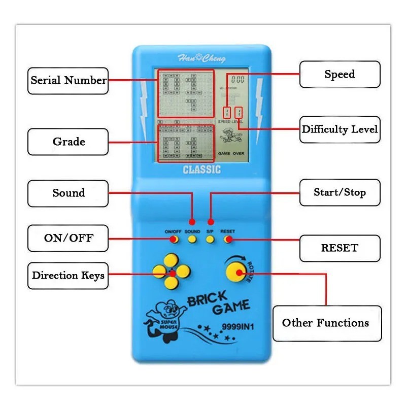 Handheld Retro Game Console 23 Games Tetris Brick Game Toy