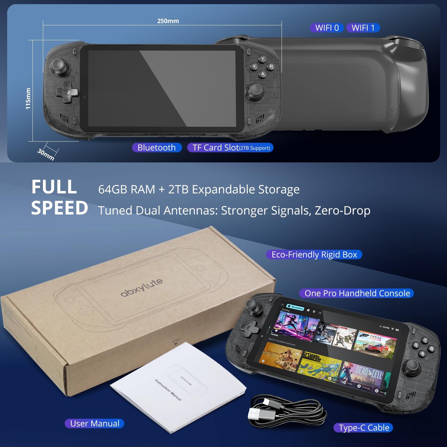 Onepro Cloud Handheld Portable Remote Play Gaming Console, for Xbox Cloud Gaming