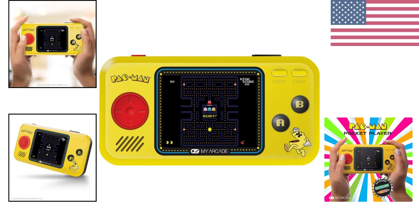 Pocket Player Handheld Game Console Pac-Man, Pac-Panic, Pac-Mania, Collectibl…