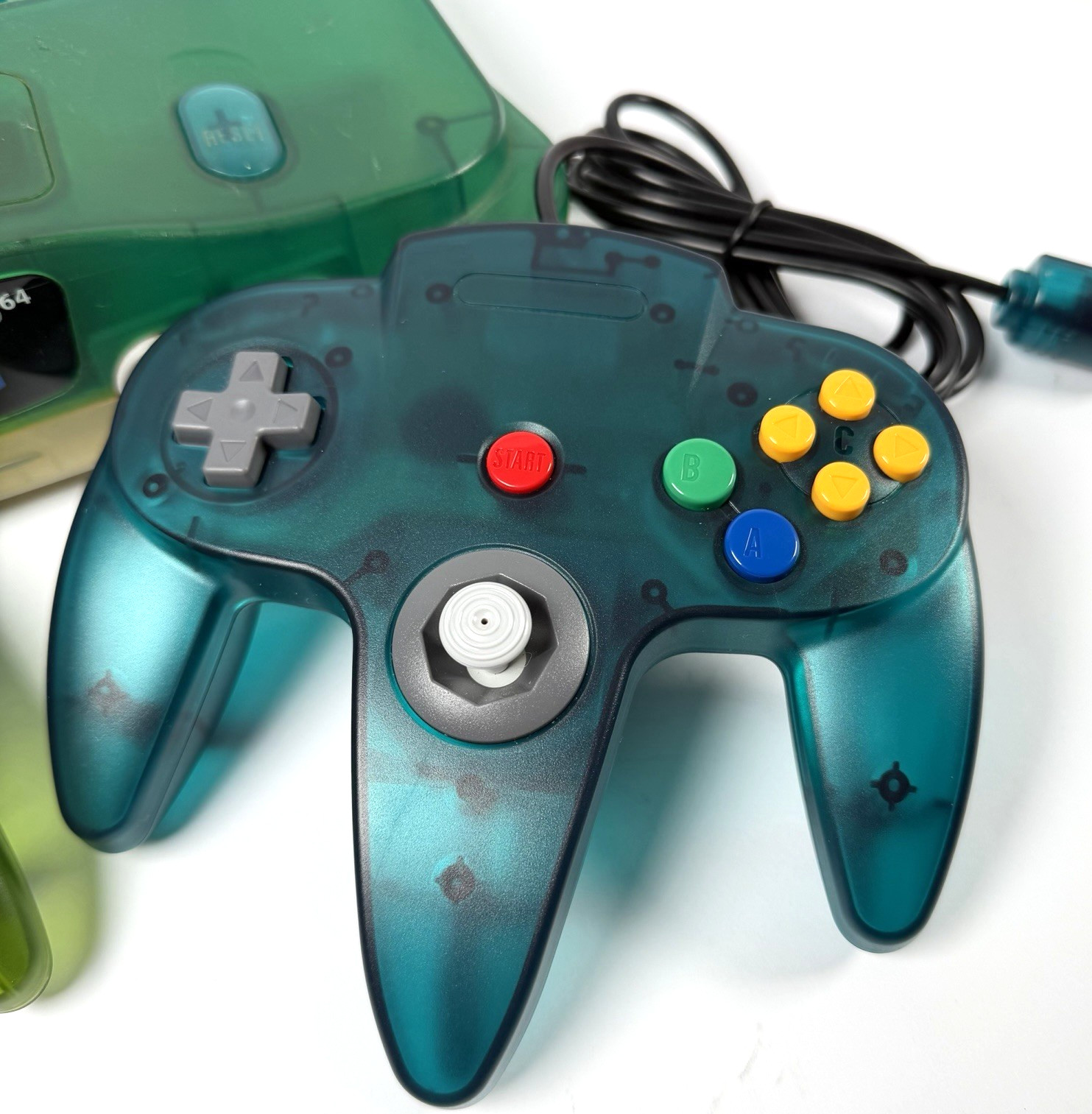 Nintendo 64 Ice Blue / Green Console, Region Free, Works + 2 Controllers + Cords
