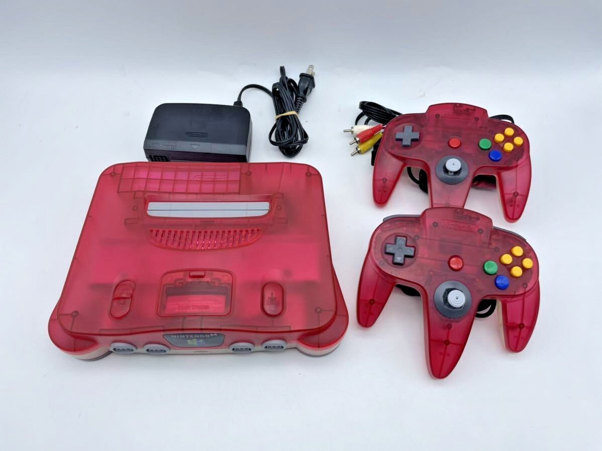 Nintendo 64 Water Melon Clear Red N64 Chose Controller Cables REGION FREE