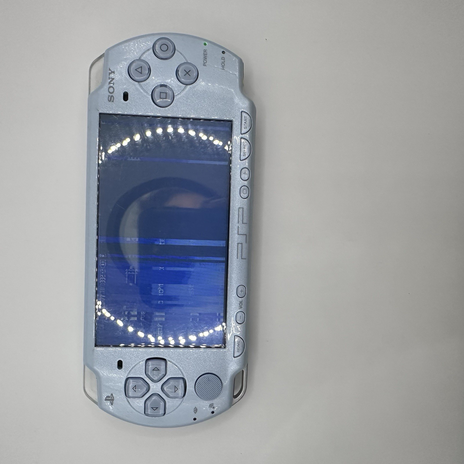 Sony PSP 2000 (Baby Blue) Has Haunted Screen!! No battery, No Charger included