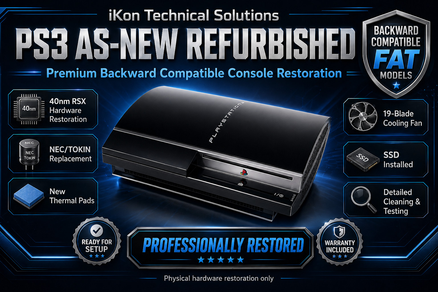 Sony PS3 CECHA00 Japan Frankenstein 40nm RSX Refurbished Backward Compatible SSD