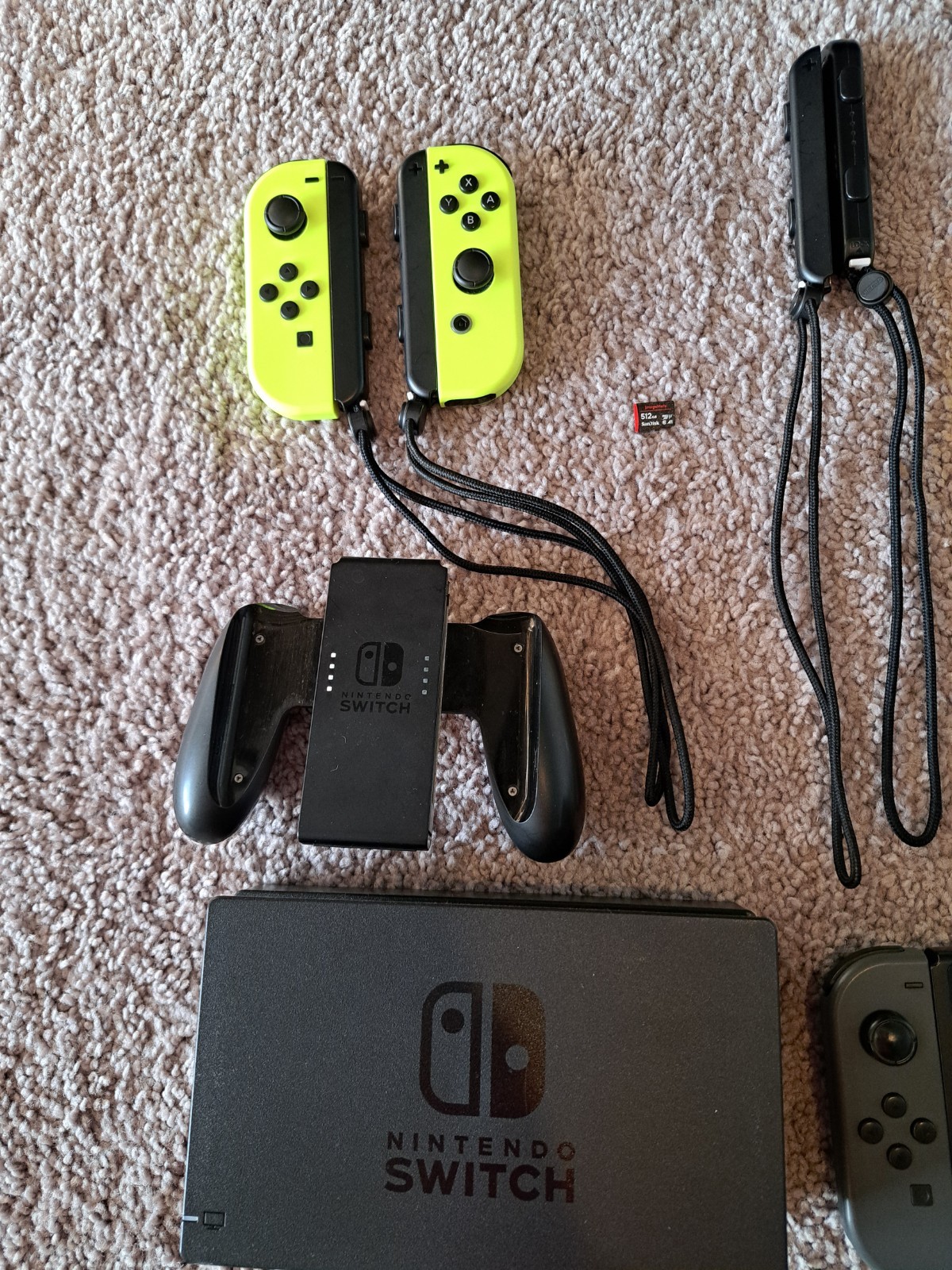 Nintendo Switch 1, 512 Gb MicroSD Card, & Extra Set Of Joy-Cons (Neon Yellow)