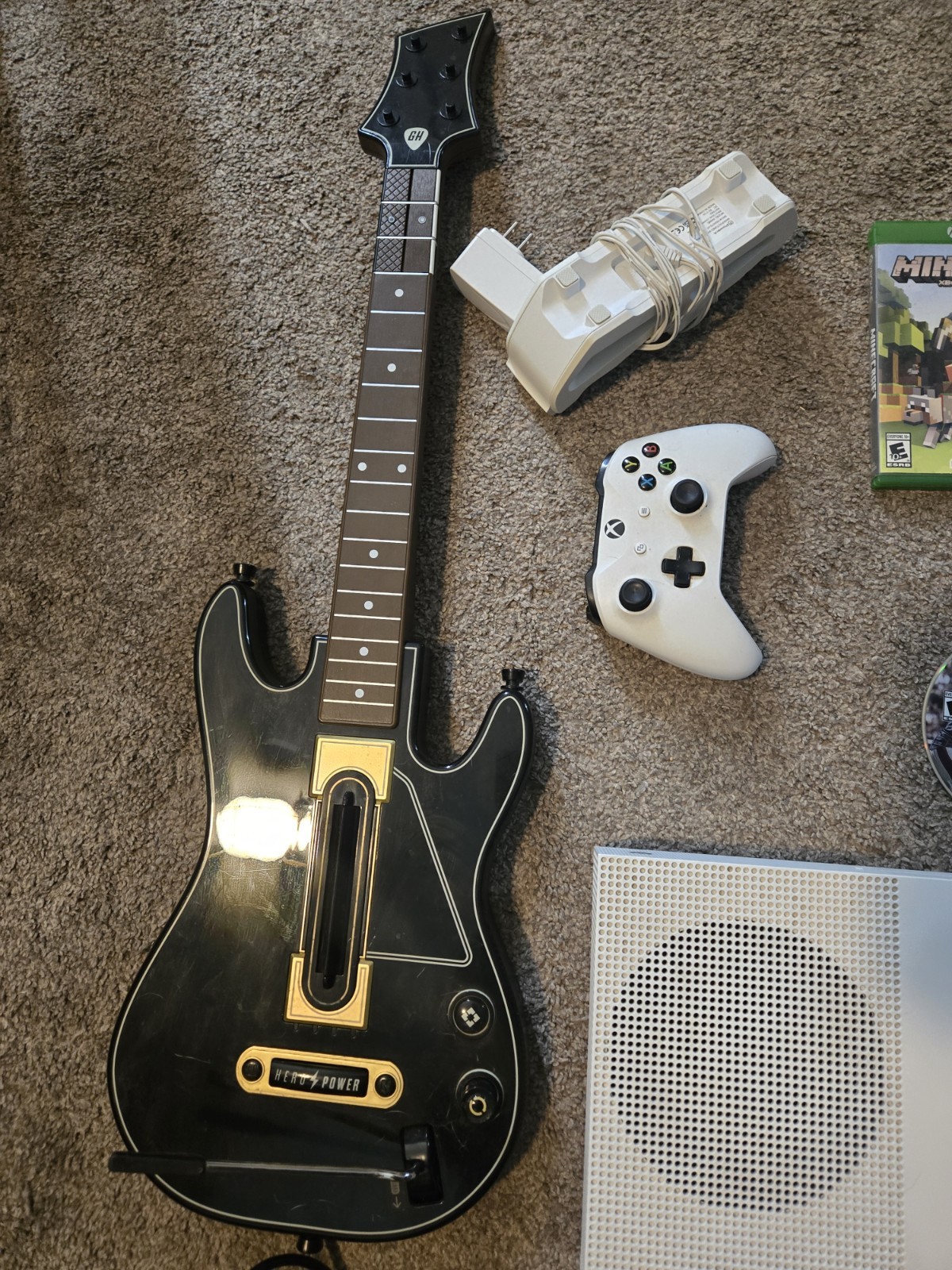 Xbox One S Console Bundle w/ Guitar Hero Live Guitar, Dongle & Games