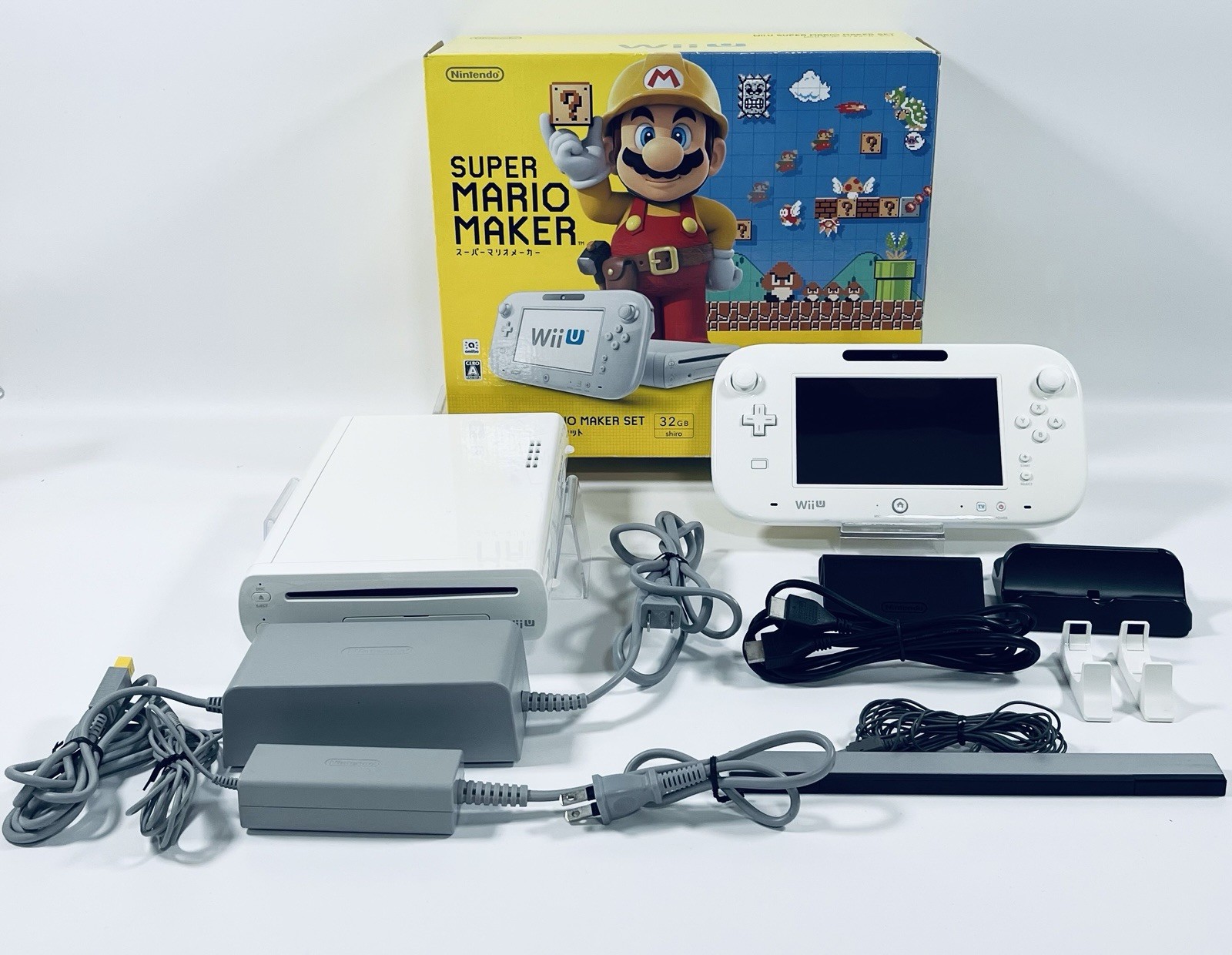 🎮 ✨Nintendo Wii U Super Mario Maker Set 32GB White Console Complete Japan Rare