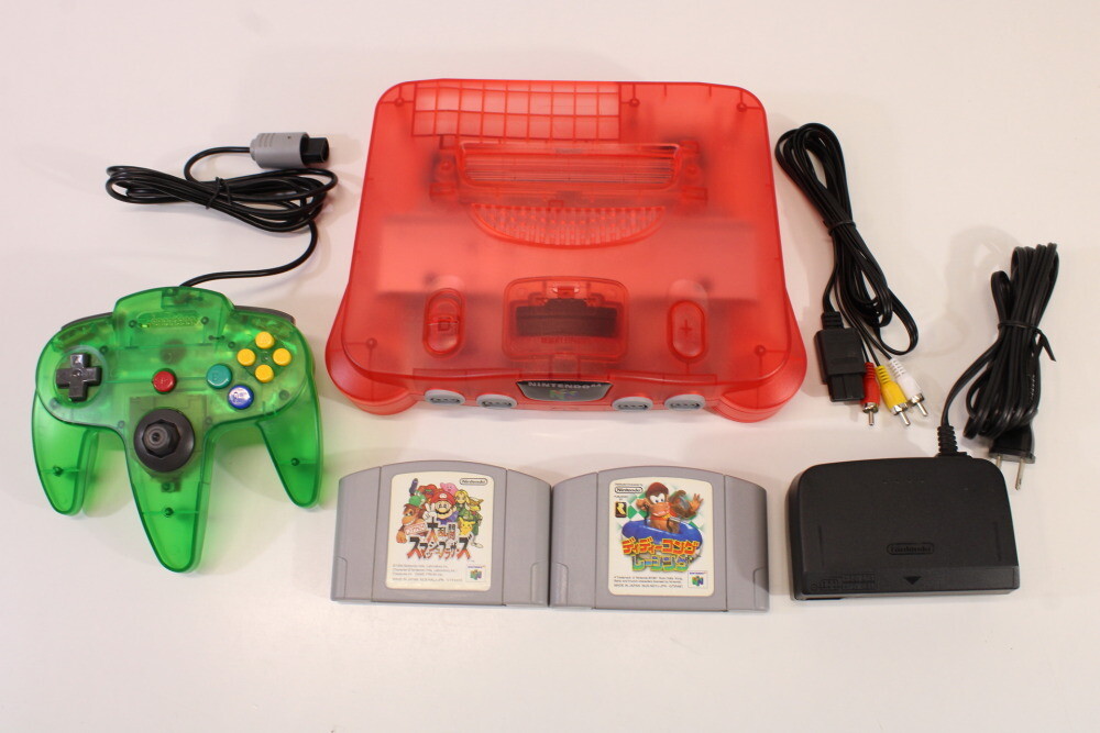 Nintendo 64 Clear Cherry Red Console Smash Bros Diddy Kong Race REGION FREE N64