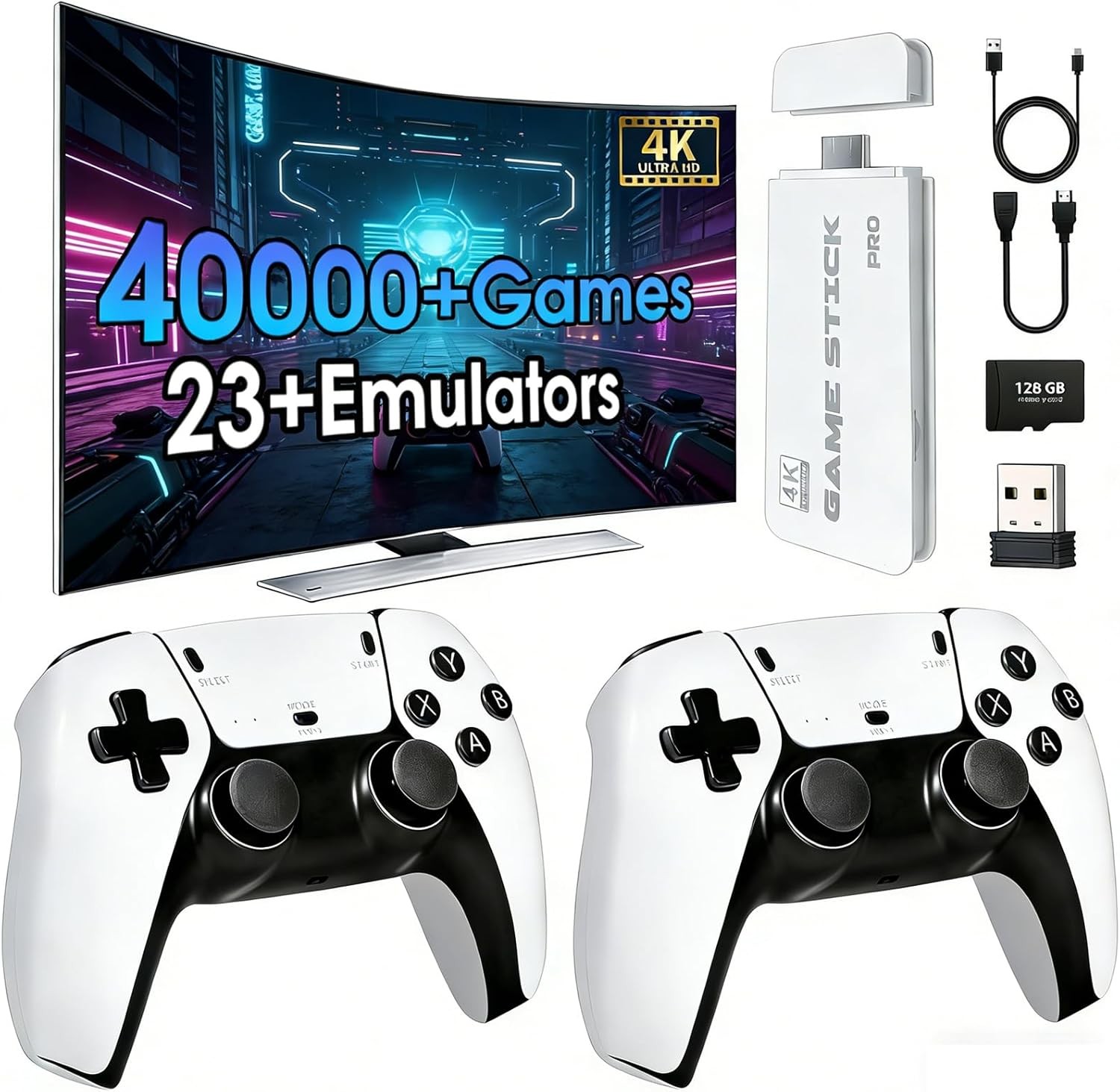 TV Game Stick 4K 40000 Games Retro Console Wireless