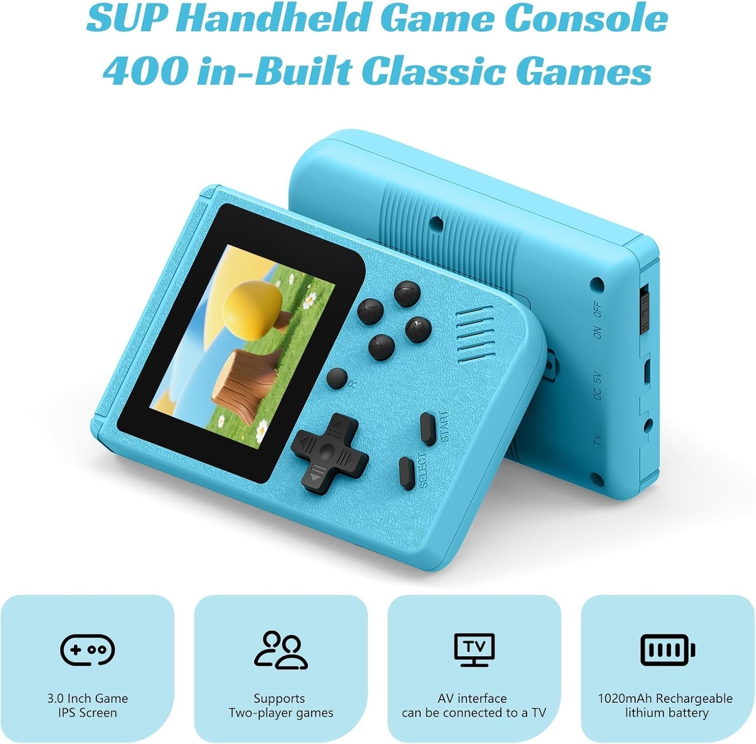 Mini Retro Handheld Games Console, Built-in 400 Video Games,Portable Video Gamin