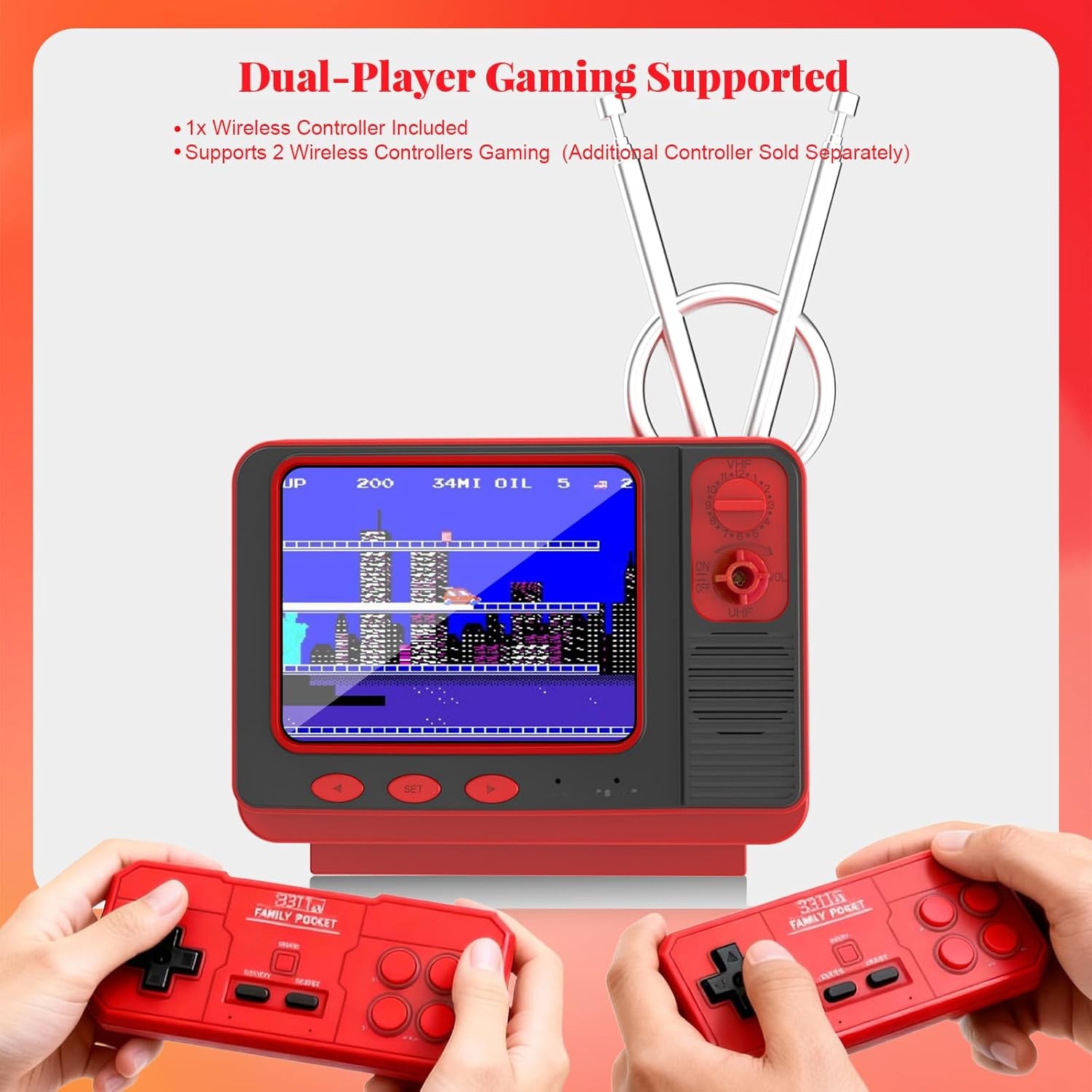 Retro Game Console – JALECO + 168 Classic Games, 2.4G Wireless 2-Player, 3.0 Inc