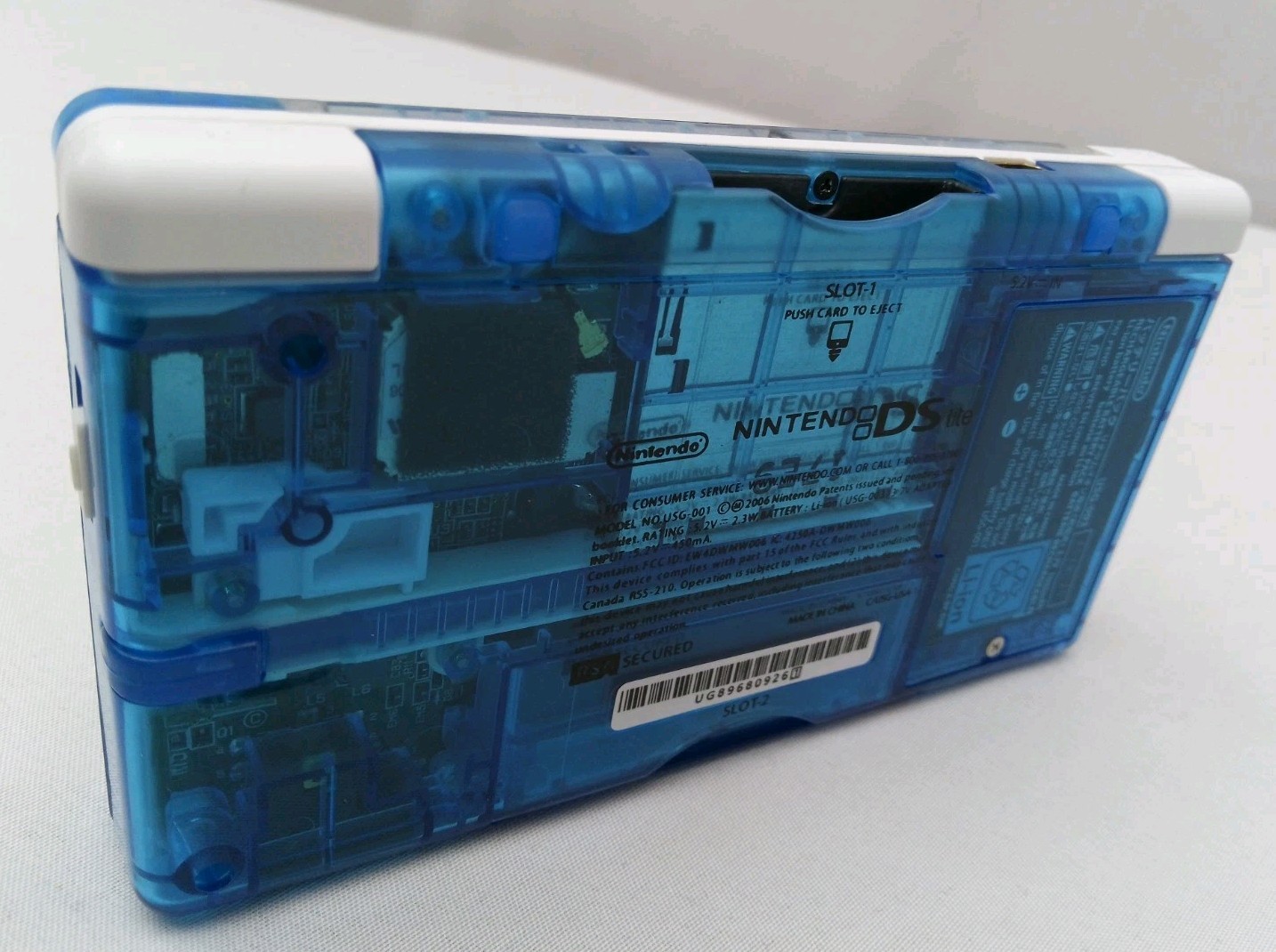 Nintendo DS Lite ReShell Clear Blue White Wave Print USB Cable Gameboy Advance