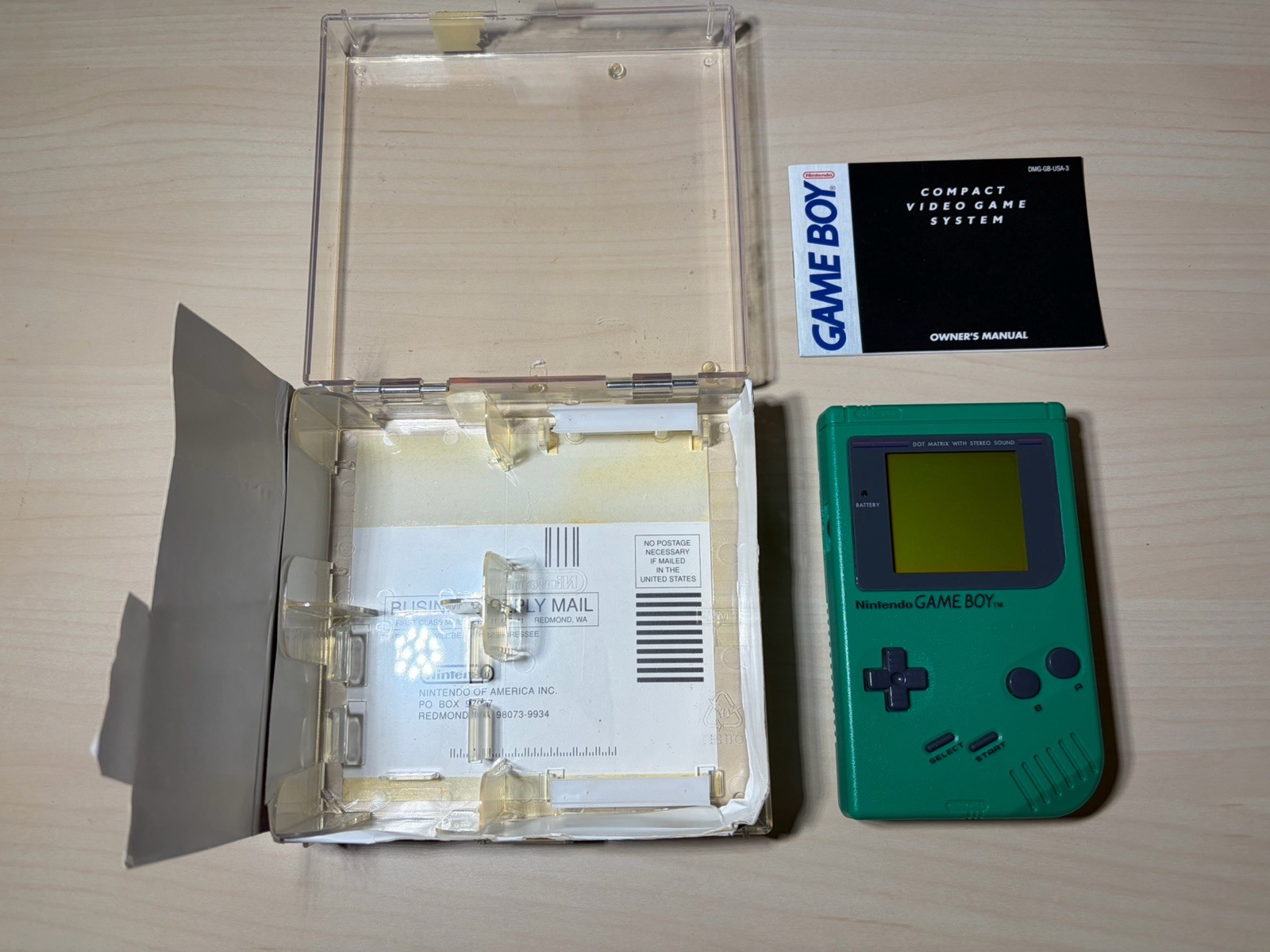 Nintendo GameBoy Green Play It Loud Edition Complete Original Working Mint Cond