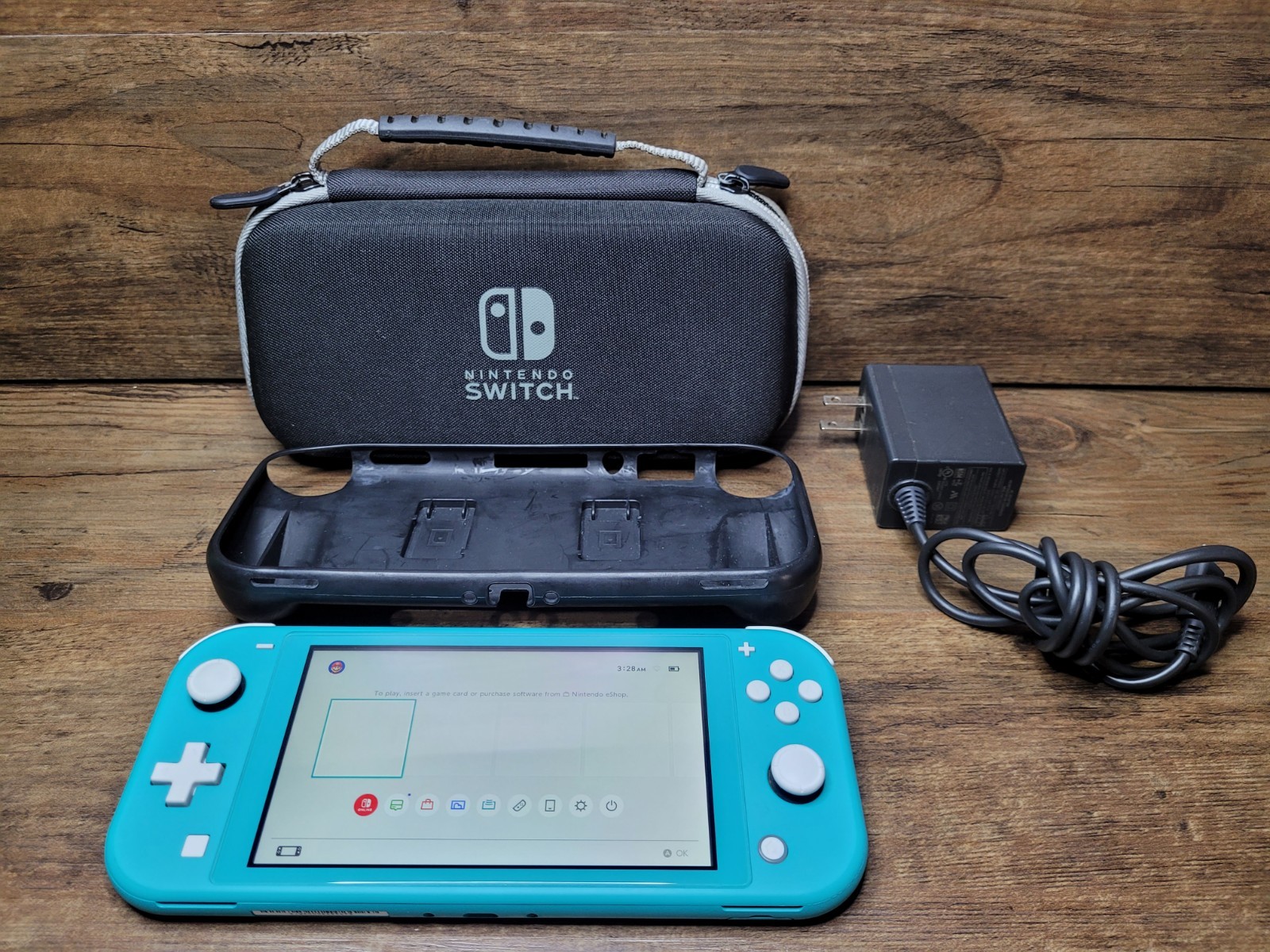 Nintendo Switch Lite Teal Turquoise Blue, OEM Charger, Case, Tested Works