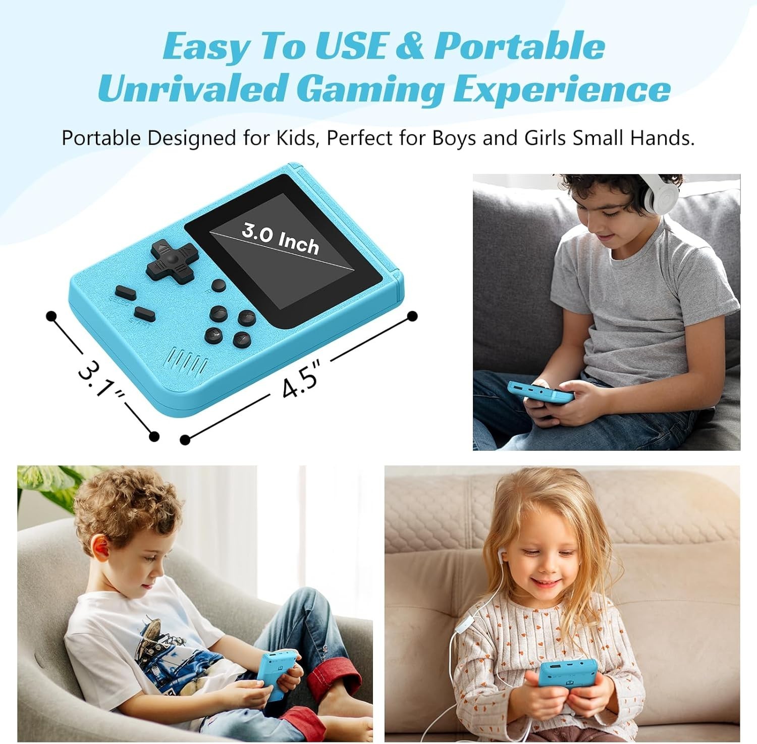 Mini Retro Handheld Games Console, Built-in 400 Video Games,Portable Video Gamin