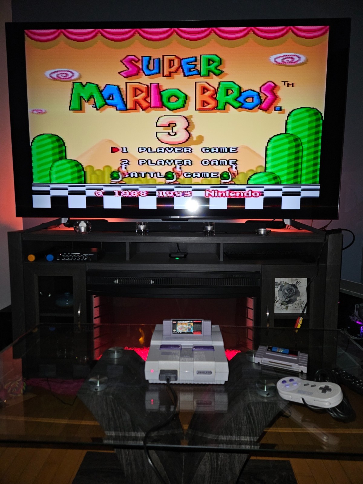 SNES Super Nintendo Console CIB Box Super Mario All-Stars Bundle OEM Tested READ