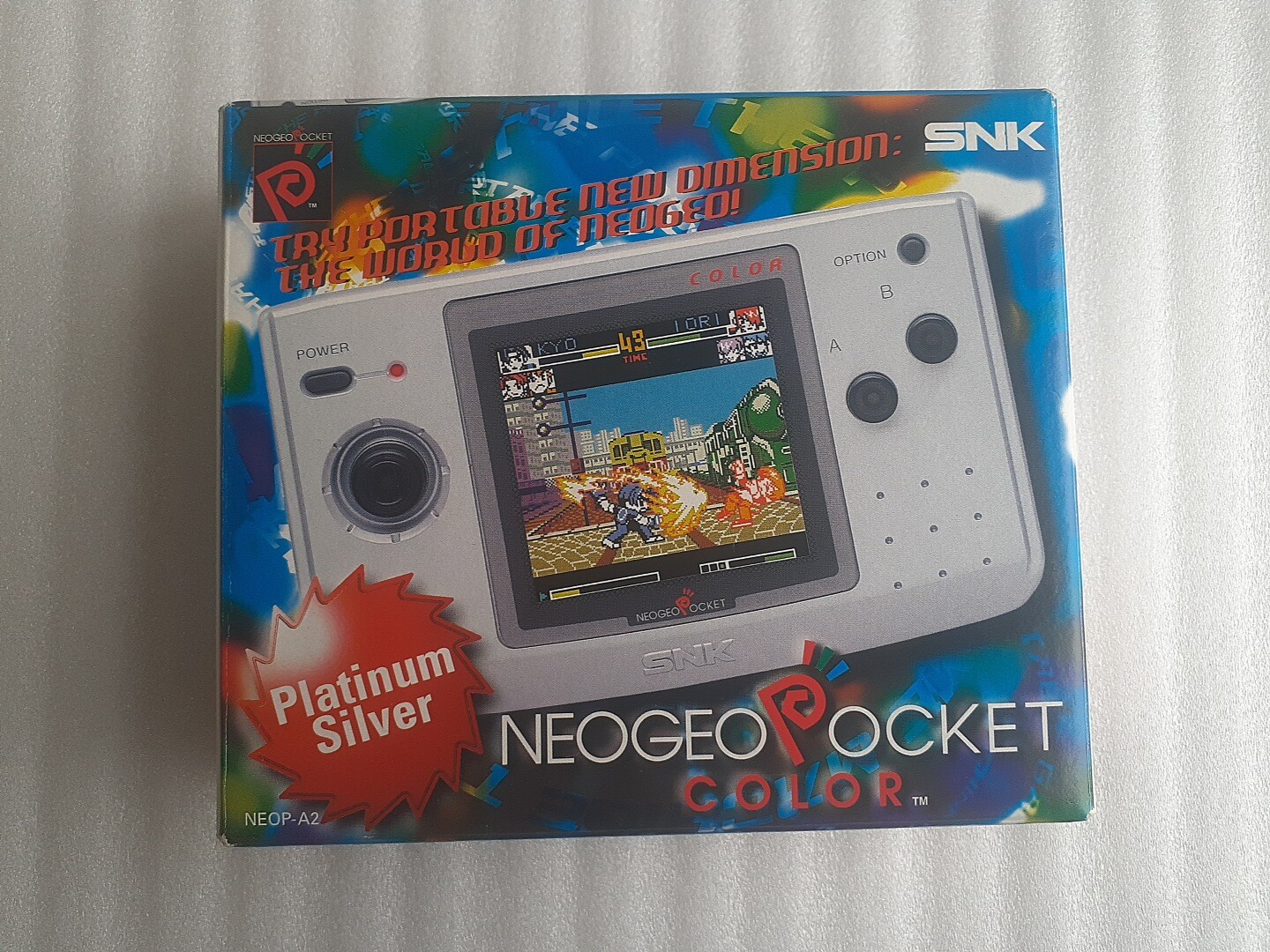 Neogeo Pocket Color Platinum Silver Boxed Console SNK CIB w/Buttonbattery Tested
