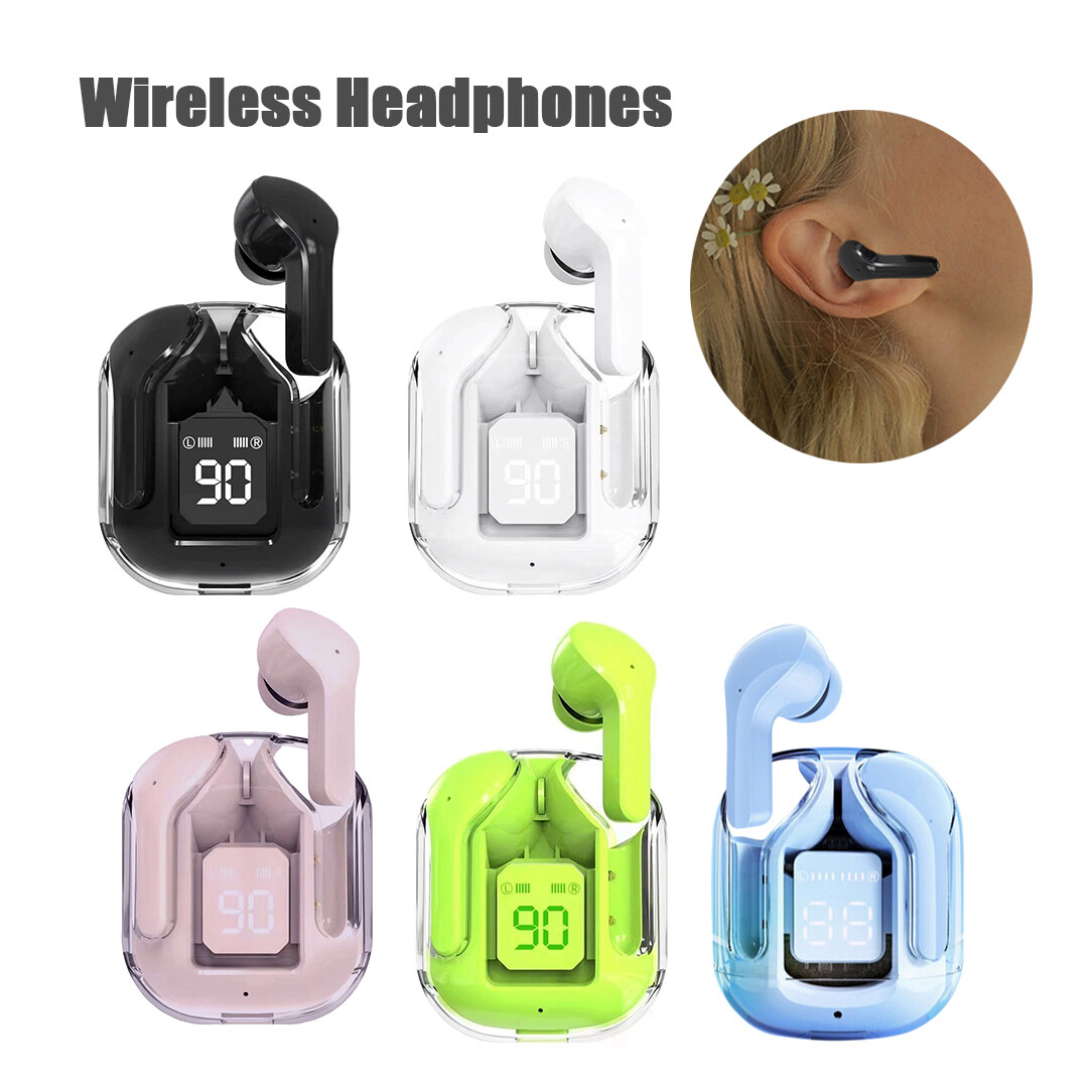 New Mini Transparent Wireless Bluetooth Headset Digital Display ENC Noise Reduct