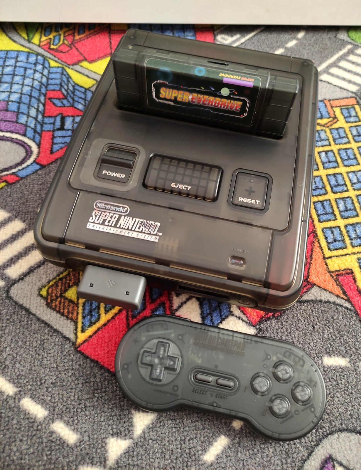 Super nintendo transparent black edition NTSC USA + NTSC Japan SNES