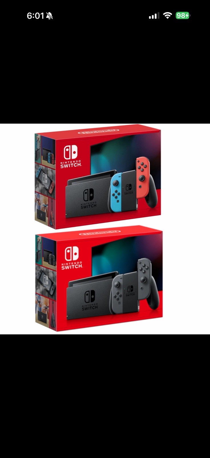 Hacked Nintendo Switch Console Neon RedBlue Joy-Con + Grip 32GB 1080p HDMI Wi-Fí