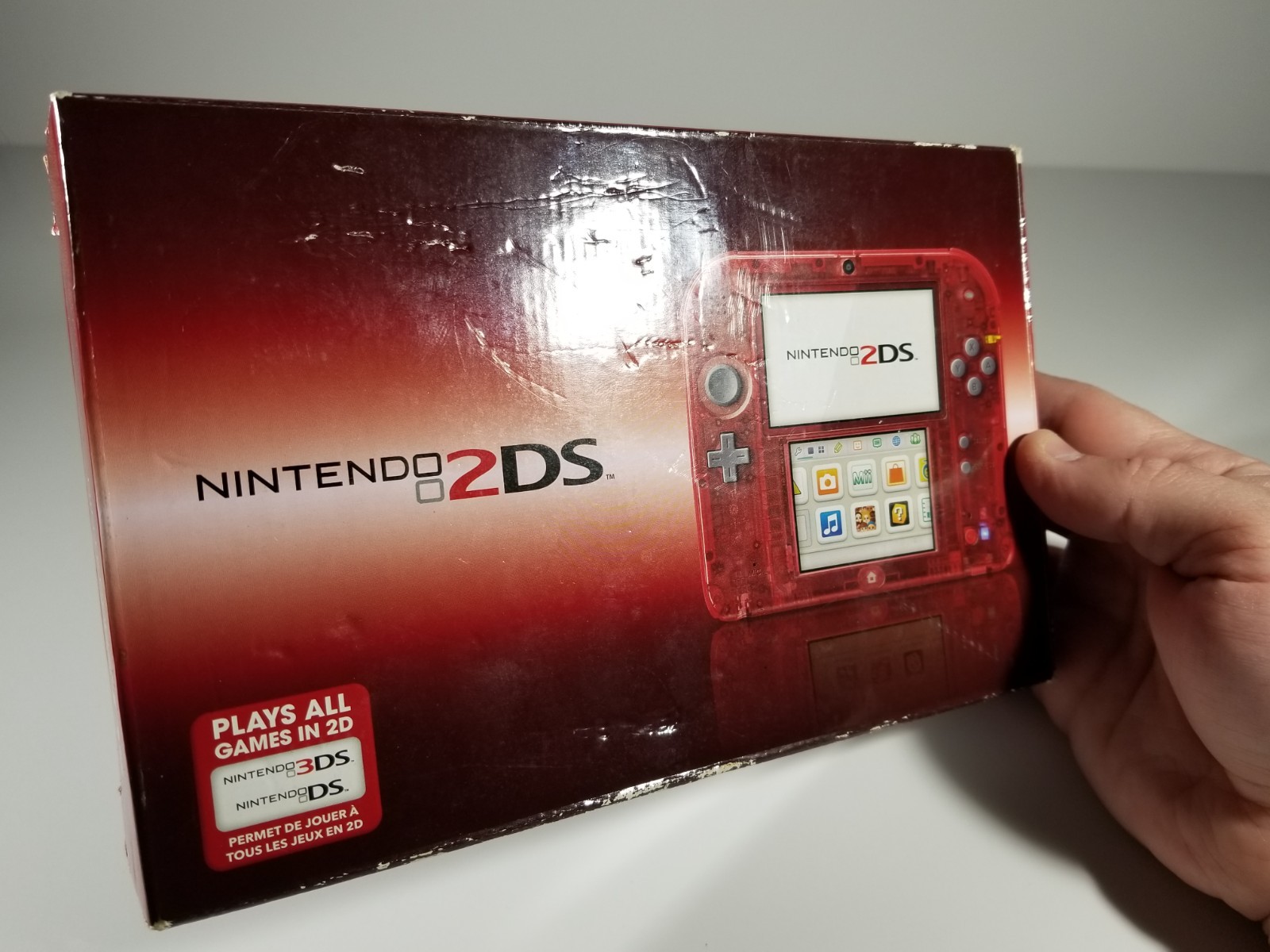 ¤ Empty Original Box Nintendo 2DS Crystal Red Handheld Console ¤ Manual Cards