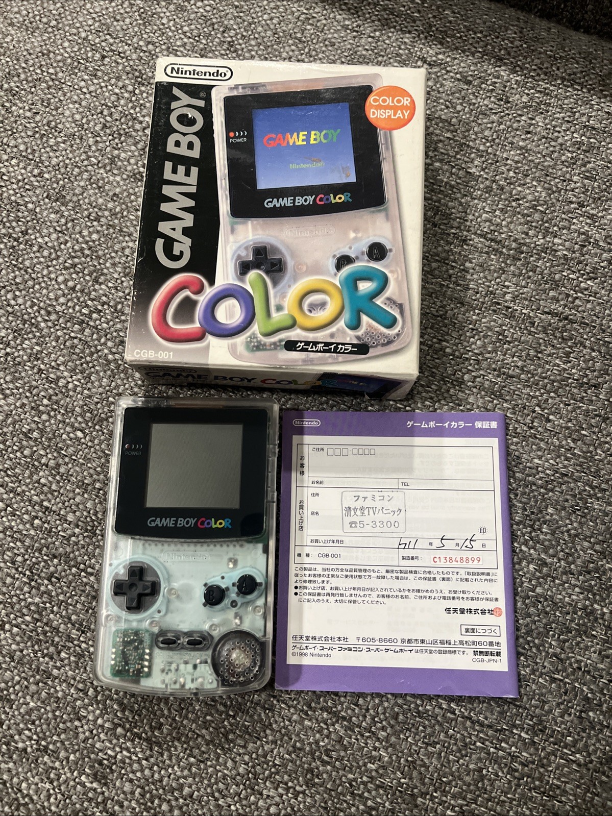 Nintendo Game Boy Color Clear Console With box From Japan Complete Box & Manual