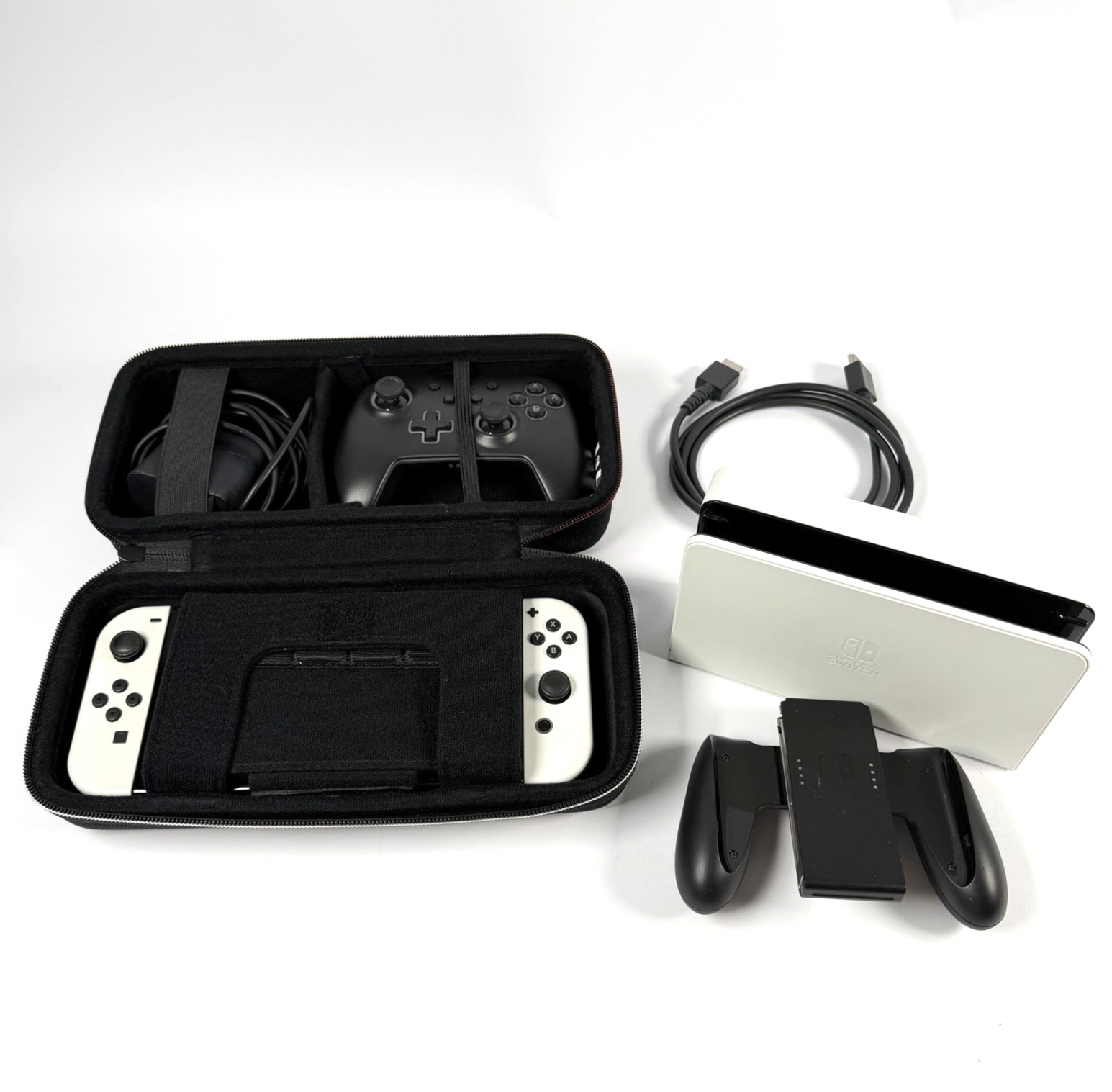 Nintendo Switch White OLED Complete Bundle + Controller + Case + Game