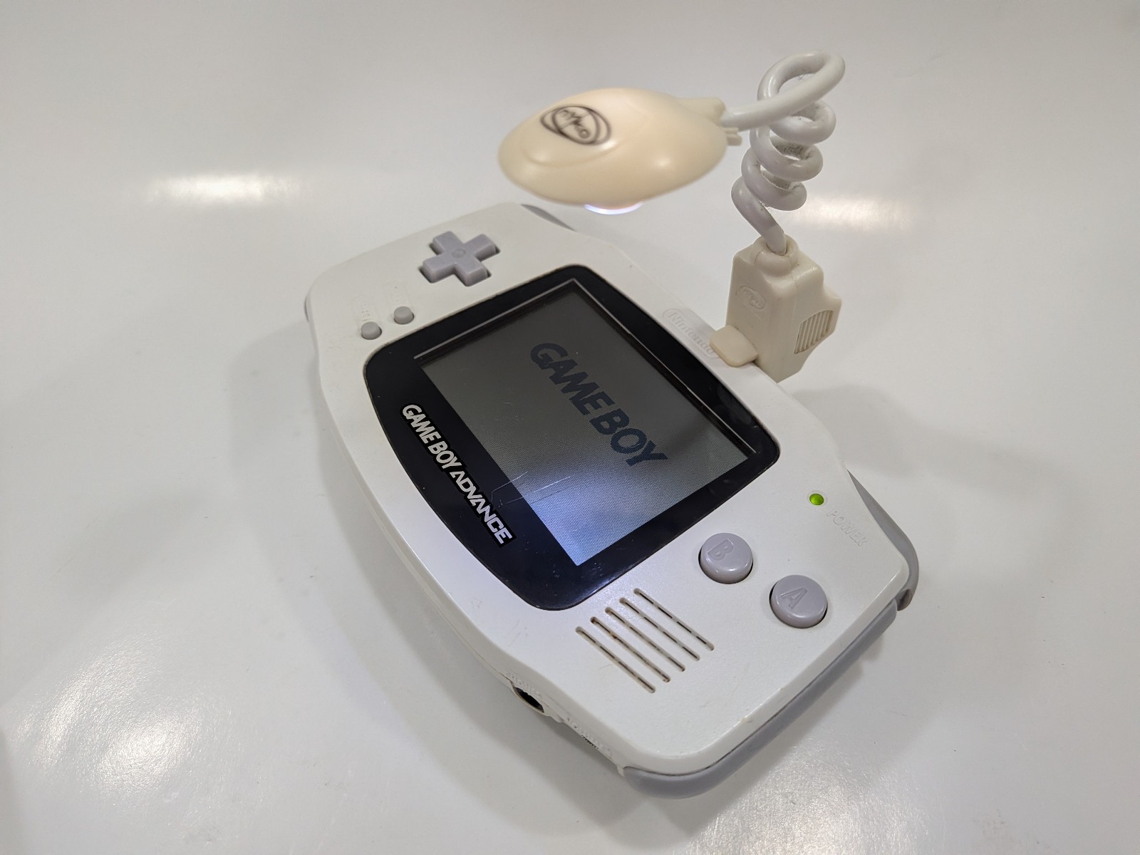 Nintendo Game Boy Advance GBA – White -Tested – Link Cable – Worm Light