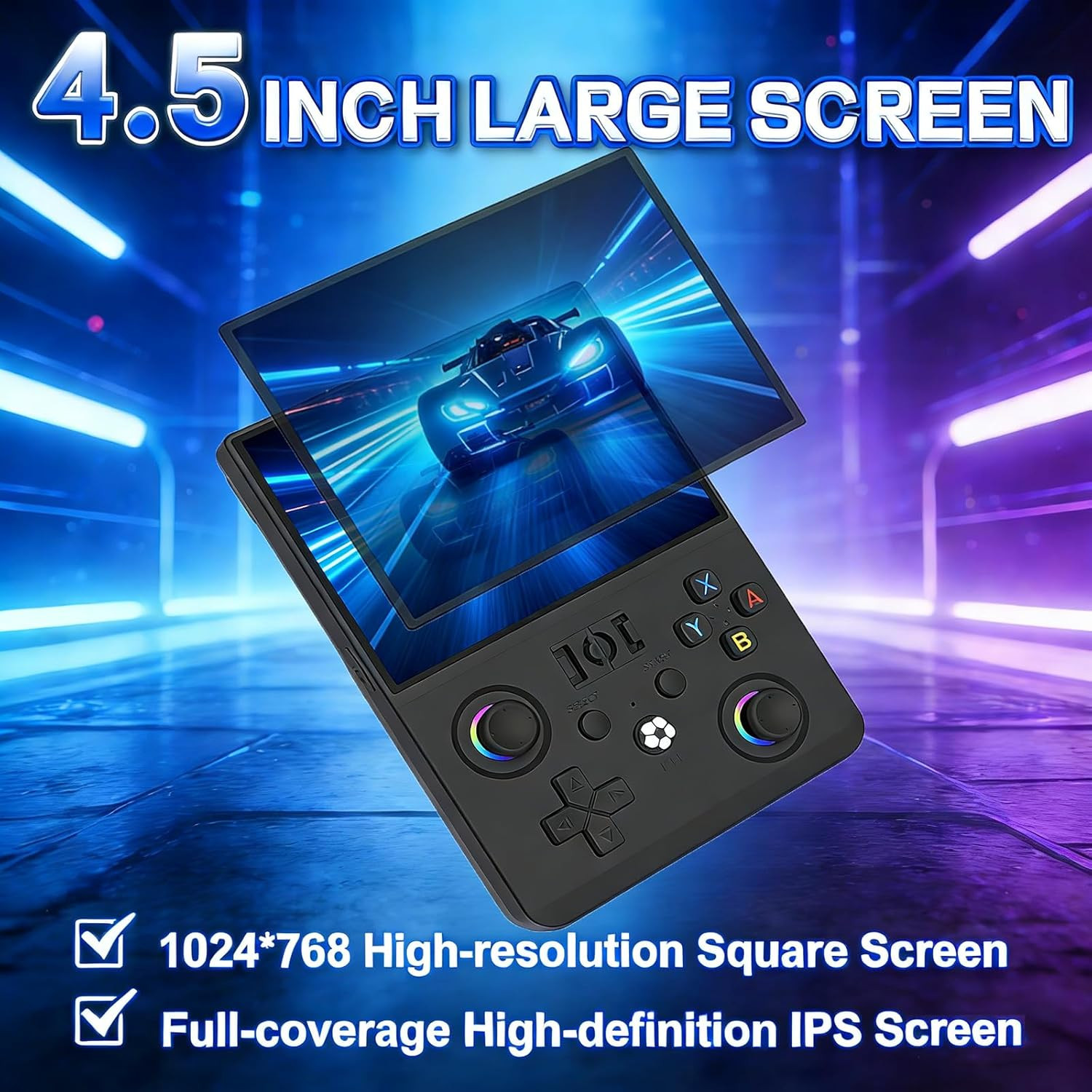 R36MAX 2 Retro Handheld Game Console, 4.5 Inch IPS HD Screen Portable Retro Game