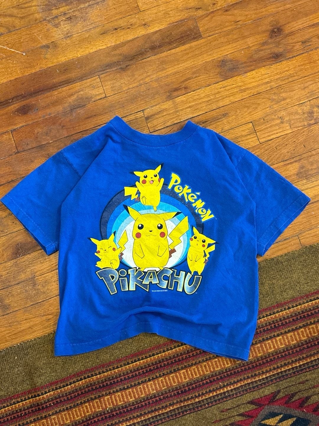 Vintage 2000 Nintendo Pokémon Pikachu Blue Graphic T-Shirt