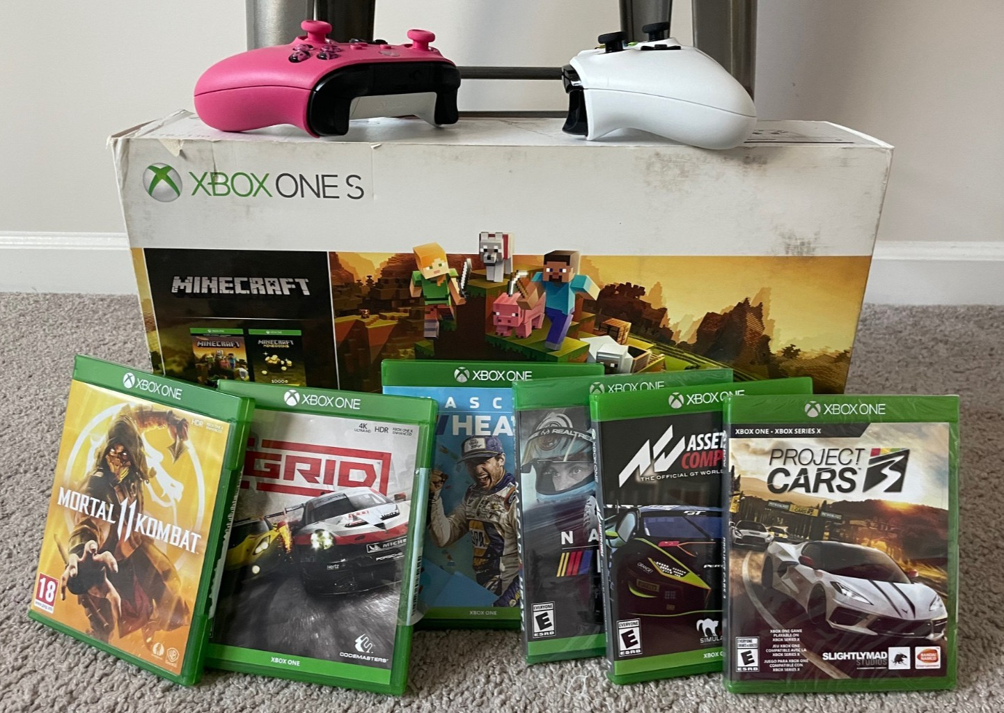 Microsoft XBox One S 1TB Console White-Includes 6 Games Bundle Package