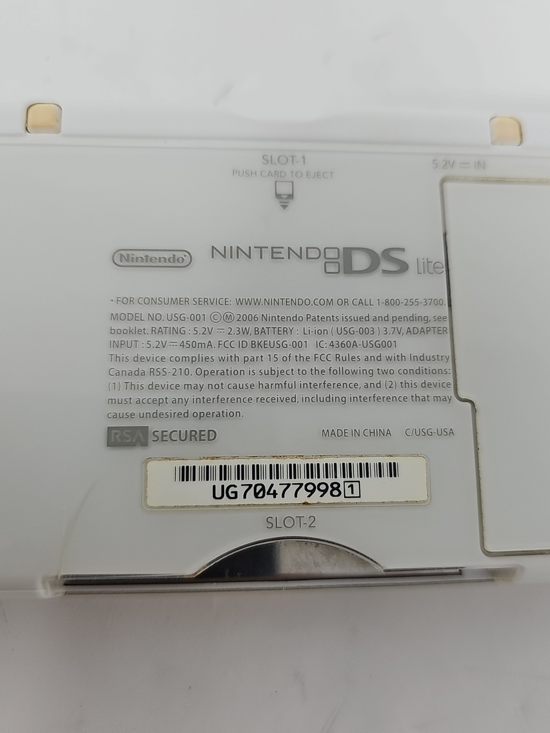 Nintendo DS Lite Polar White (Tested) (Handheld Console) No Charger