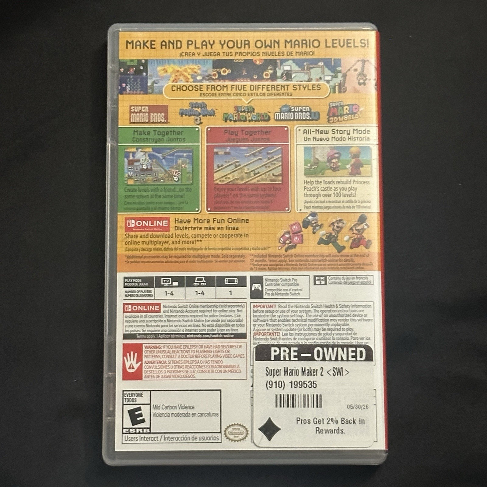 Nintendo Switch V1 Unpatched Console With Original Box, Accessories, and Game