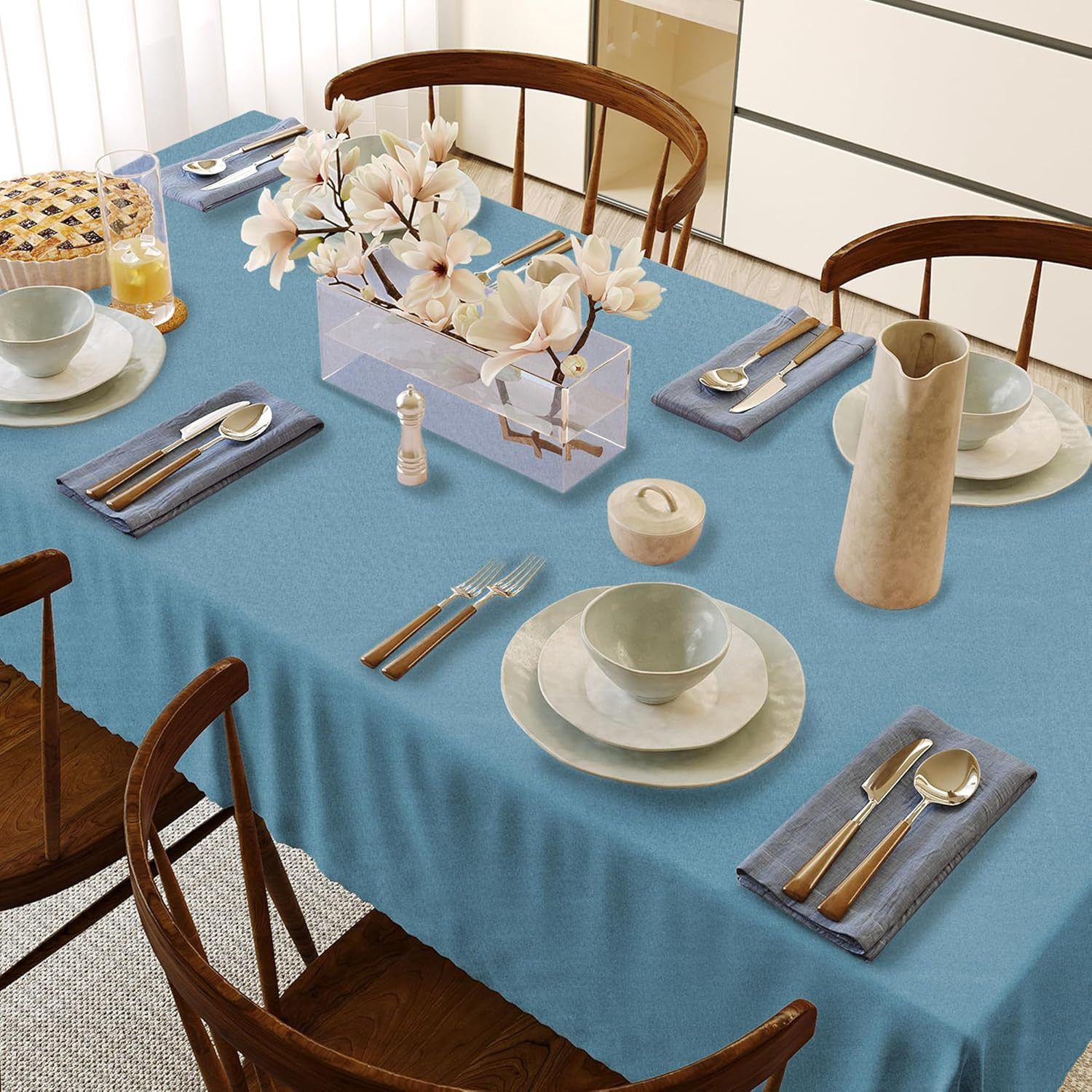 Rectangular Tablecloth Cationic Fabric Waterproof Stain Resistant Wrinkle-Resist