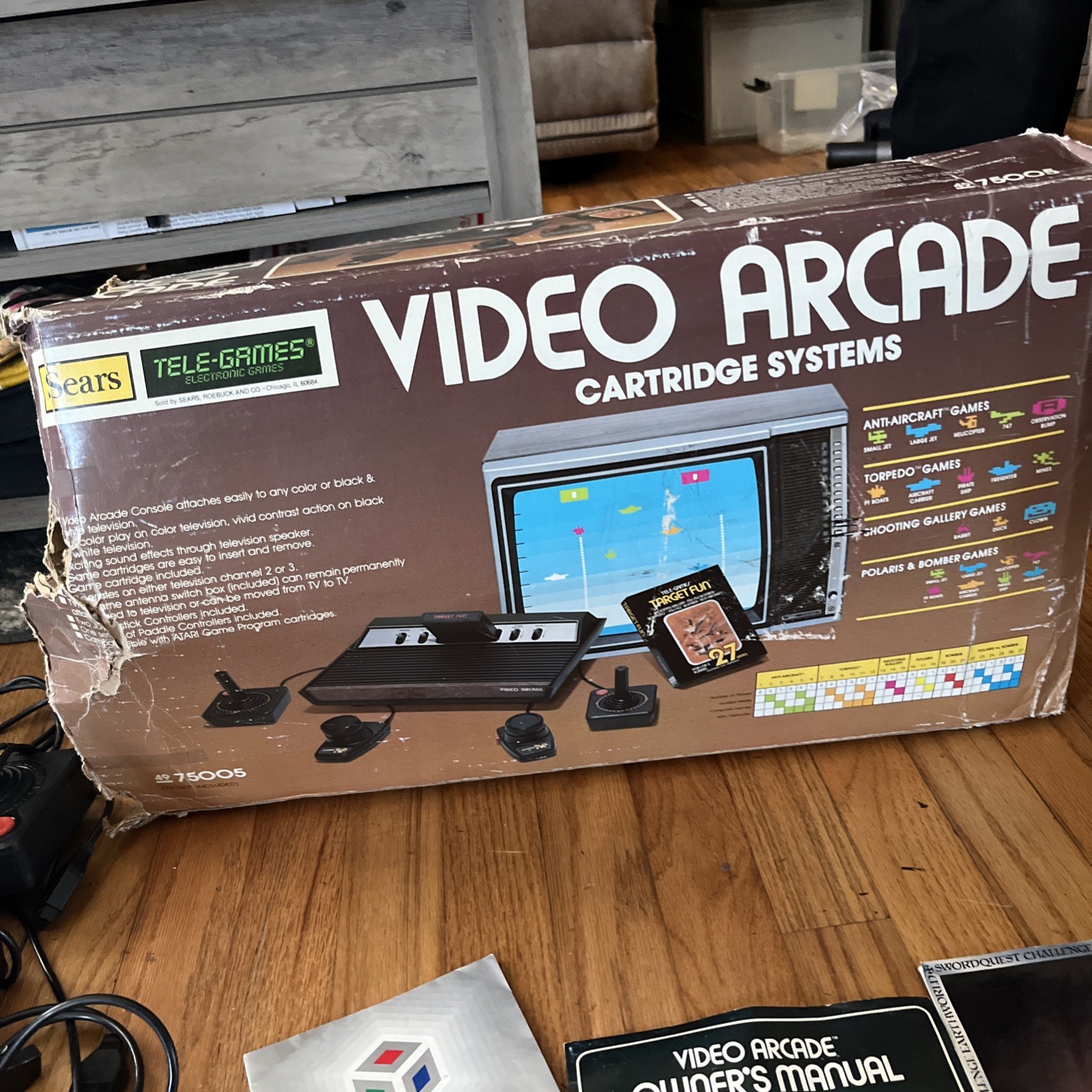 Sears Tele-Games Video Arcade Atari 2600 Console Wood 6 Controllers 16 Games