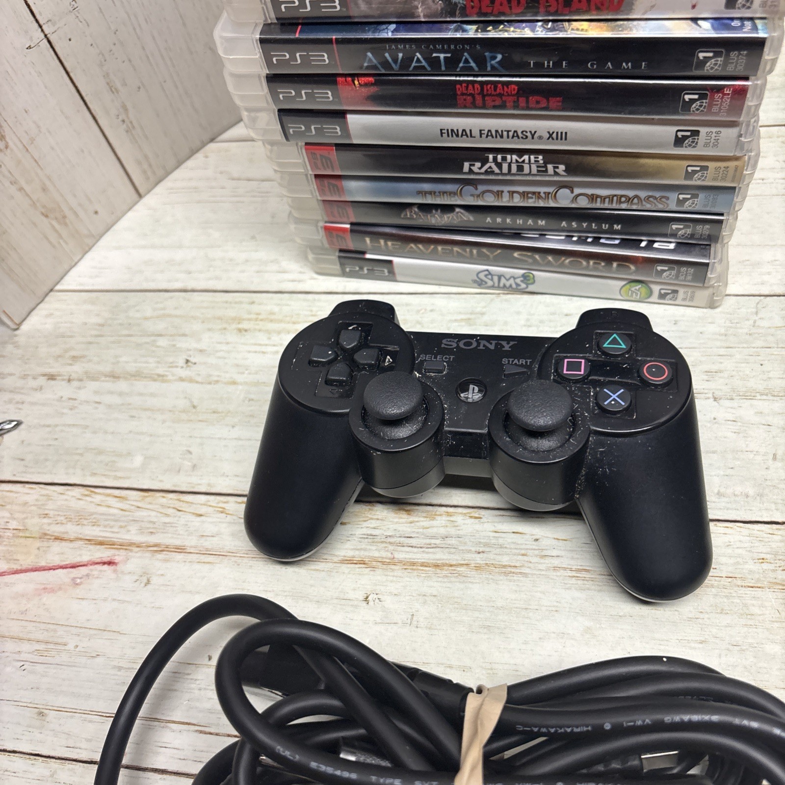 Sony PlayStation 3 Fat PS3 Black Console Gaming System CECHG01 W/ 15 Games LOT