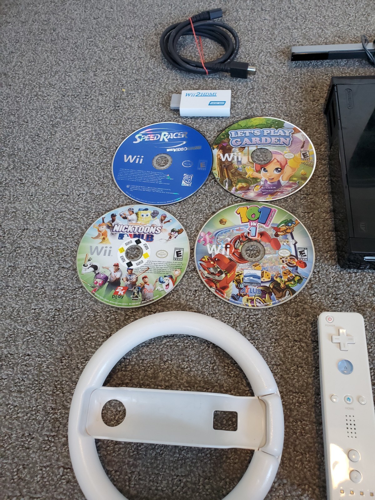 Black Nintendo Wii Console System Bundle w/ 10 Games Nunchuck TESTED! New U