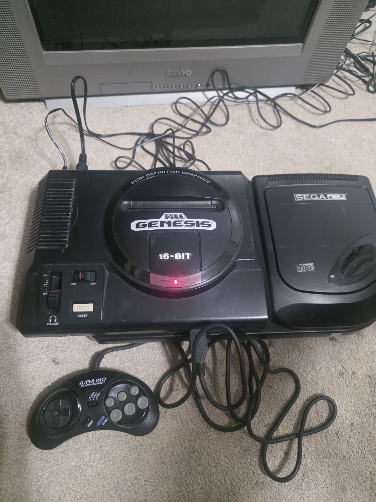 Non-Tmss Genesis With SEGA CD Model 2. Tested And Working. Please Read